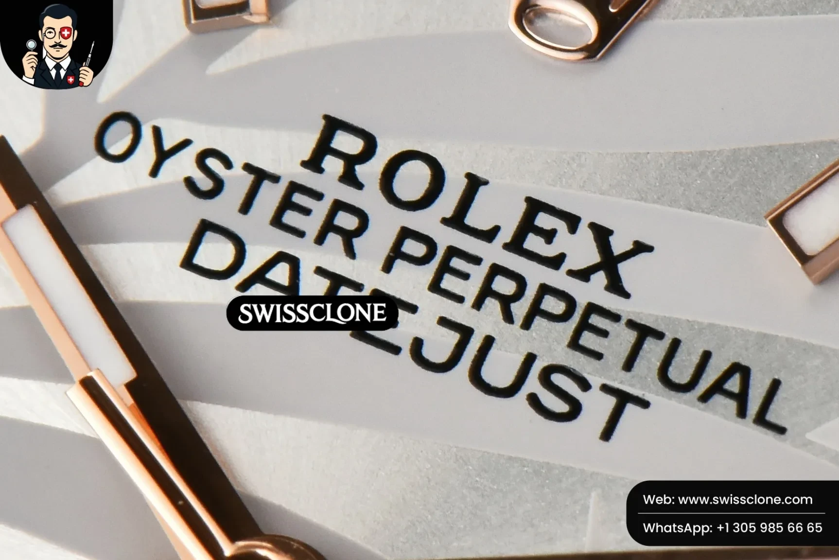 Rolex Datejust 36mm RG/SS Smooth Bezel Silver Plam Dial Oyster 1:1 Super Clone - Caseback & Cloned Calibre Movement