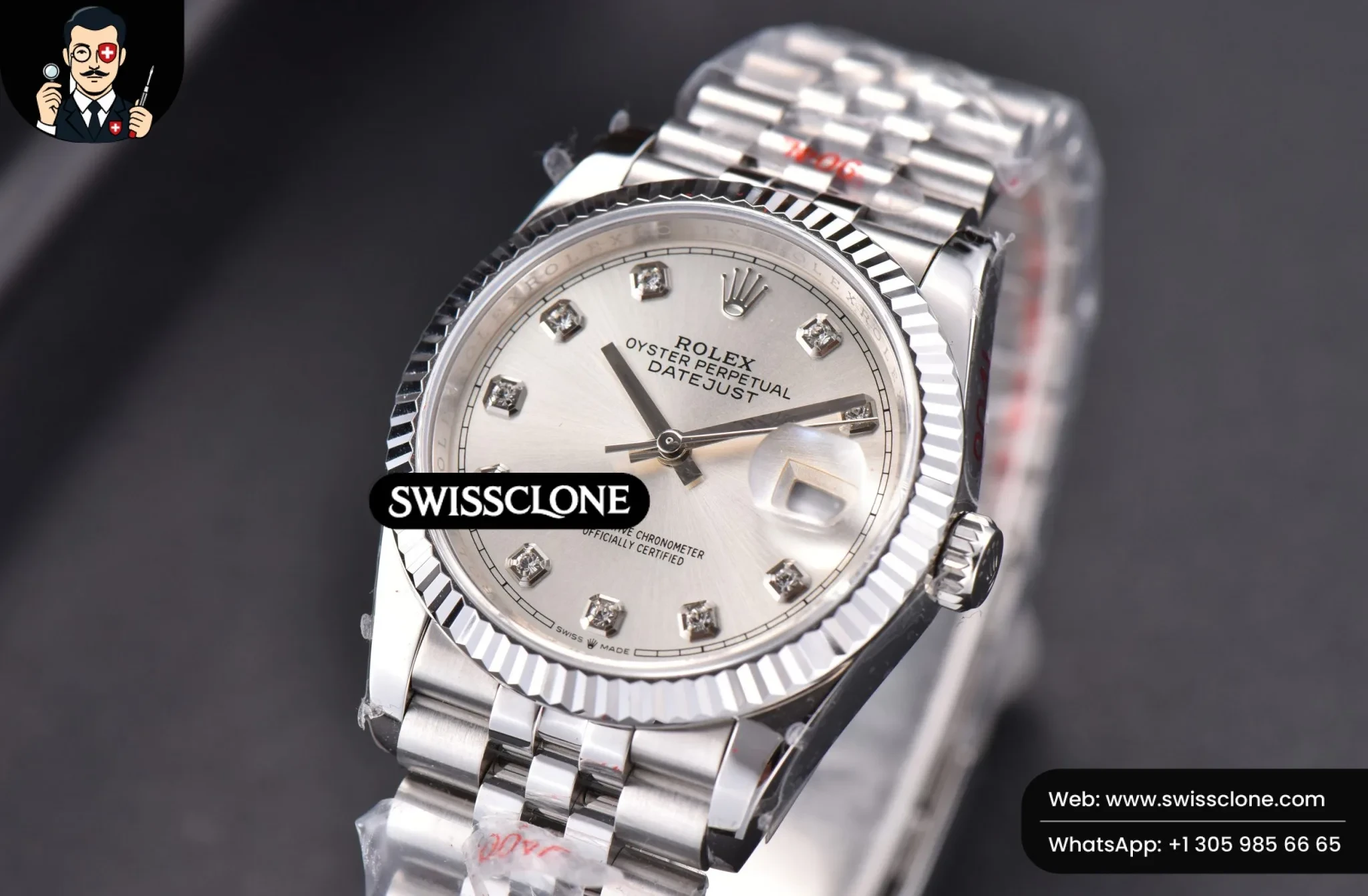 Rolex DateJust 36mm Silver Dial Diamond Marker Jubilee VR3235 1:1 Super Clone - Clasp & Bracelet Finishing