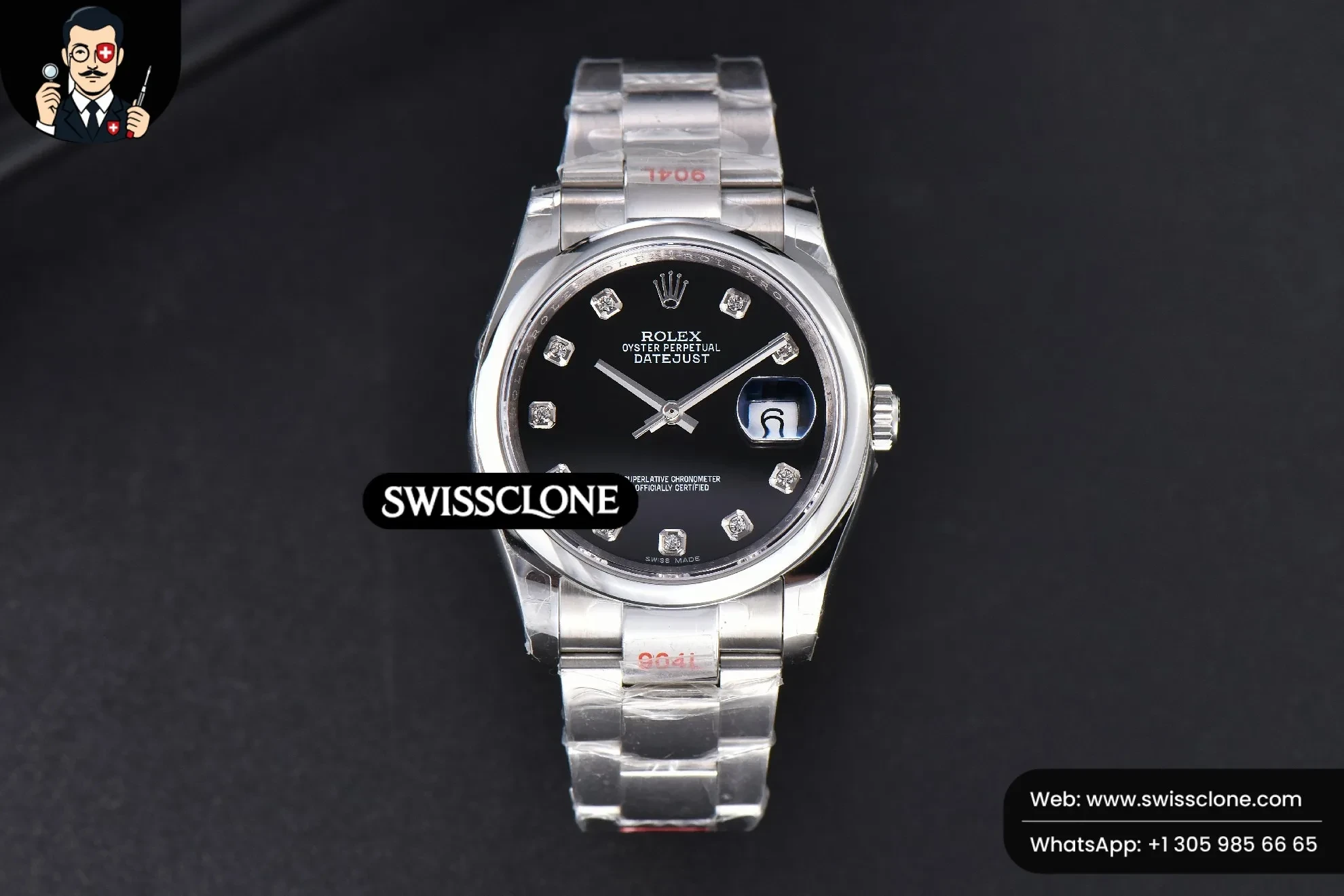 Rolex DateJust 36mm Smooth Bezel Black Dial Diamond Marker Oyster VR3235