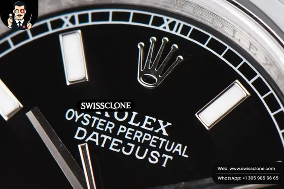 Rolex DateJust 36mm Smooth Bezel Black Dial Lume Marker Oyster VR3235 1:1 Super Clone - Bezel & Case Profile