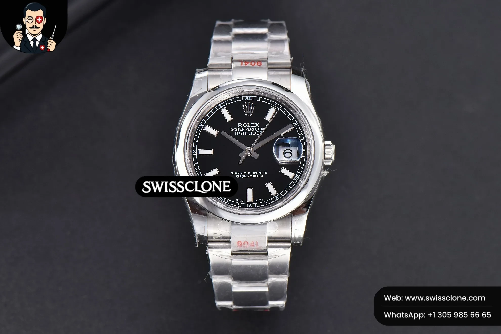 Rolex DateJust 36mm Smooth Bezel Black Dial Lume Marker Oyster VR3235