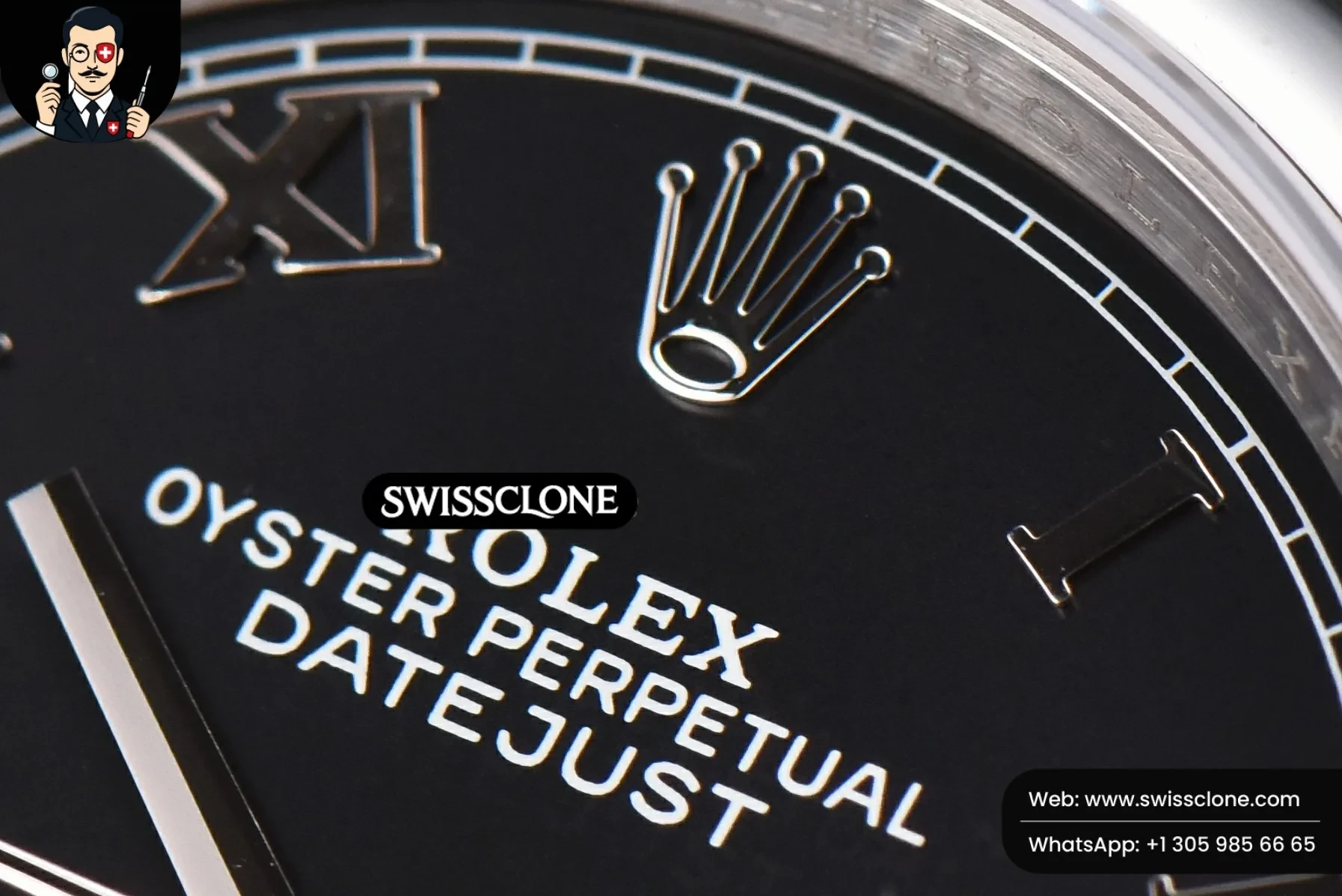 Rolex DateJust 36mm Smooth Bezel Black Dial Roma Marker Jubilee VR3235 1:1 Super Clone - Clasp & Bracelet Finishing