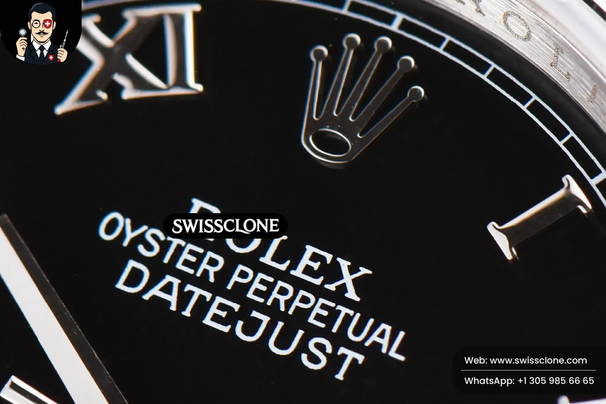 Rolex DateJust 36mm Smooth Bezel Black Dial Roma Marker Oyster VR3235 1:1 Super Clone - Clasp & Bracelet Finishing