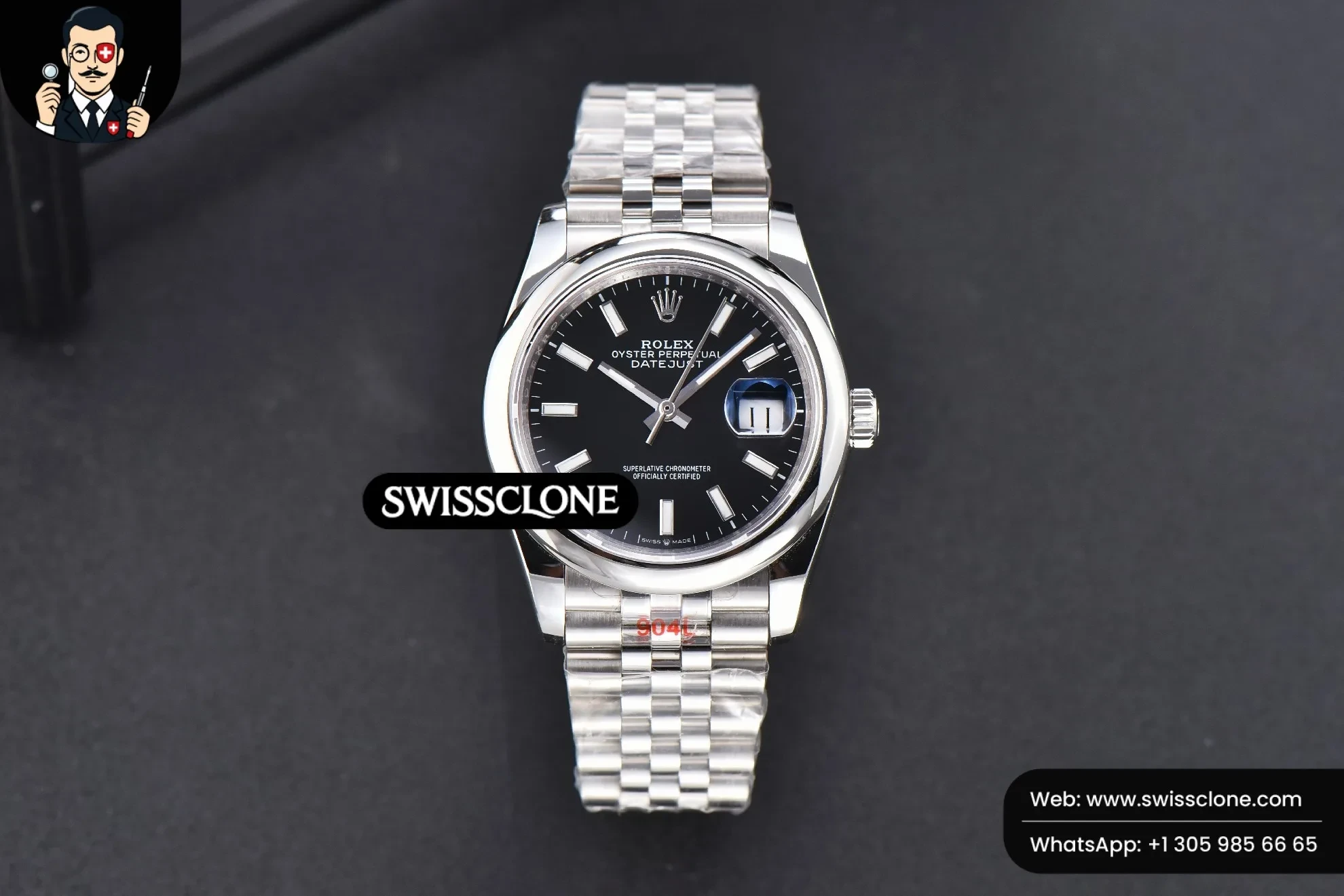 Rolex DateJust 36mm Smooth Bezel Black Dial Stick Marker Jubilee VR3235