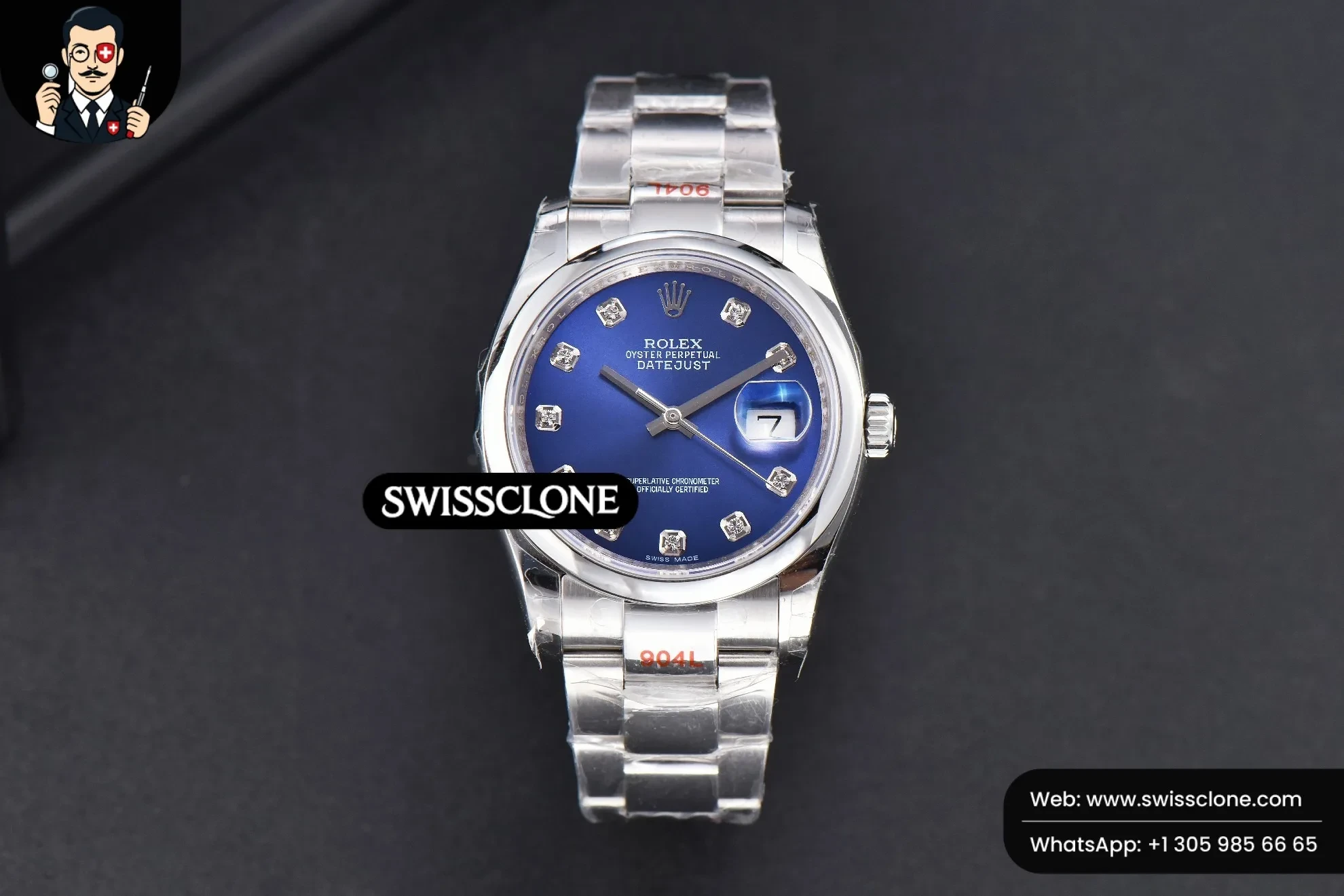 Rolex DateJust 36mm Smooth Bezel Blue Dial Diamond Marker Oyster VR3235