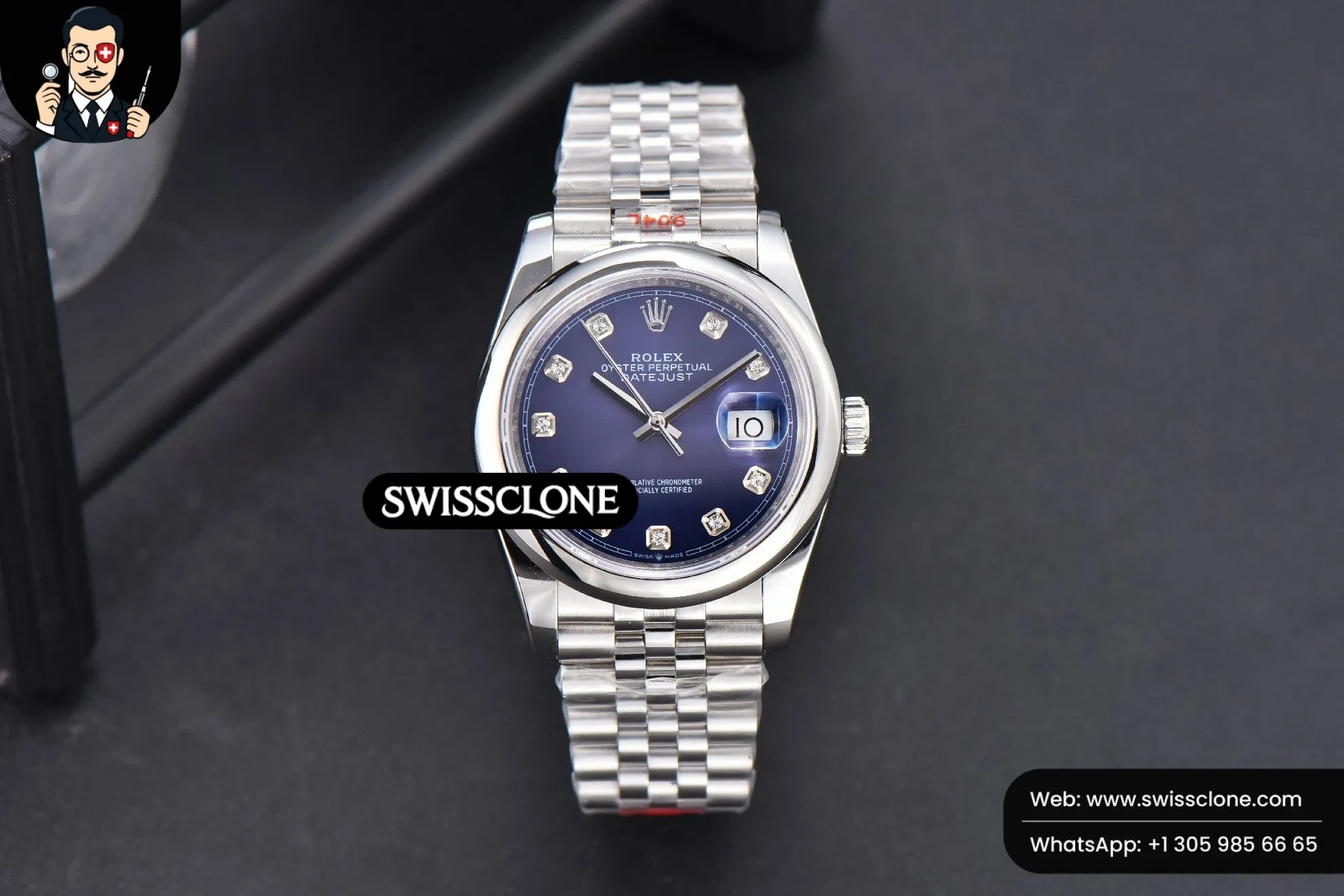 Rolex DateJust 36mm Smooth Bezel Blue Dial Diamond Roma Marker Jubilee VR3235
