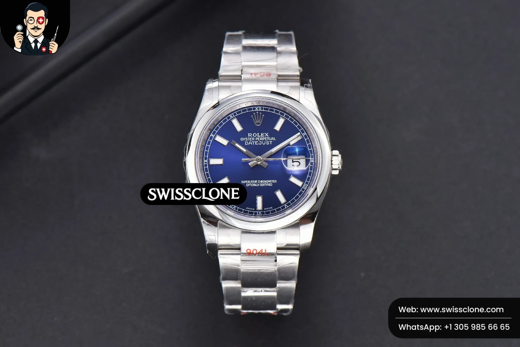 Rolex DateJust 36mm Smooth Bezel Blue Dial Lume Marker Oyster VR3235