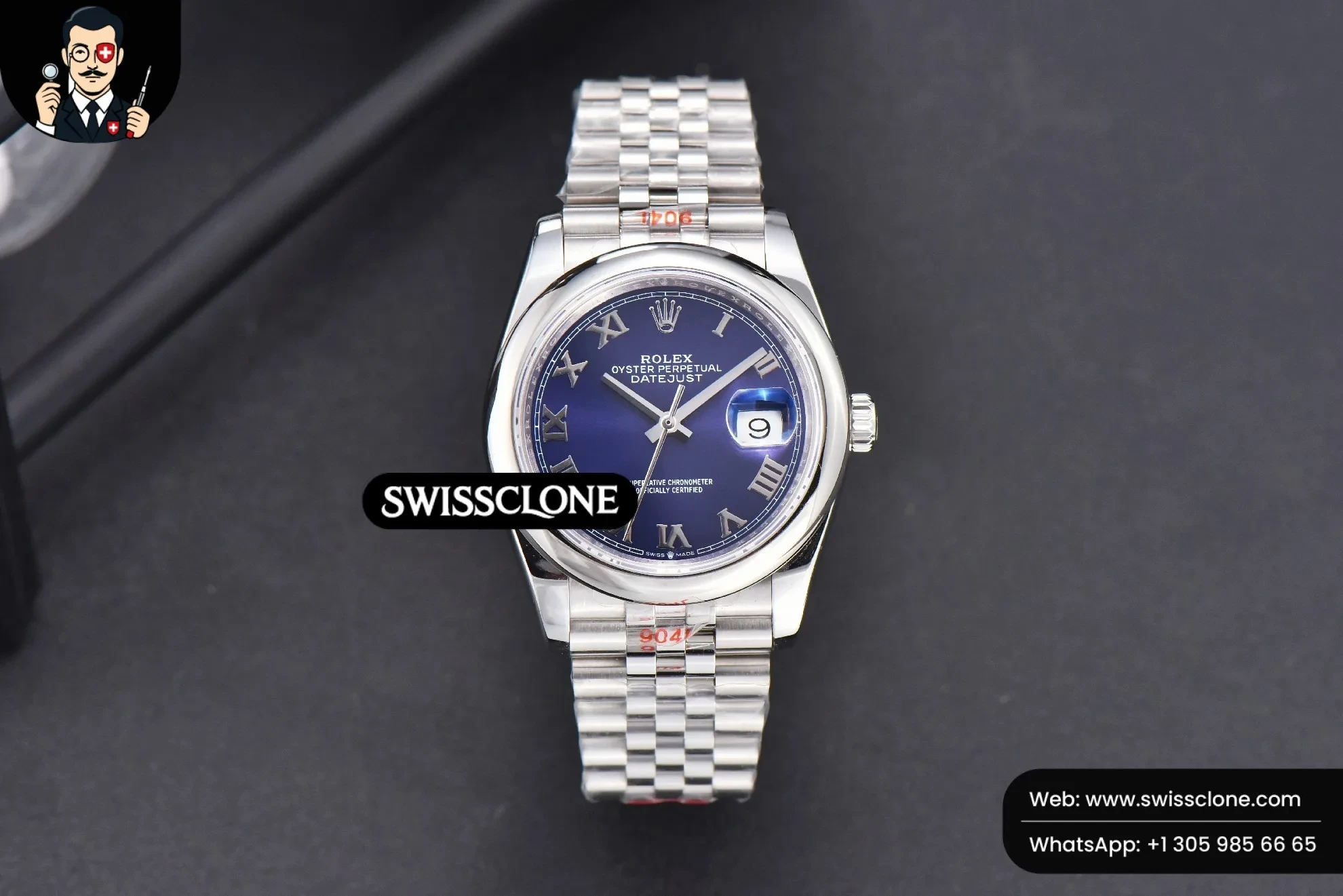 Rolex DateJust 36mm Smooth Bezel Blue Dial Roma Marker Jubilee VR3235