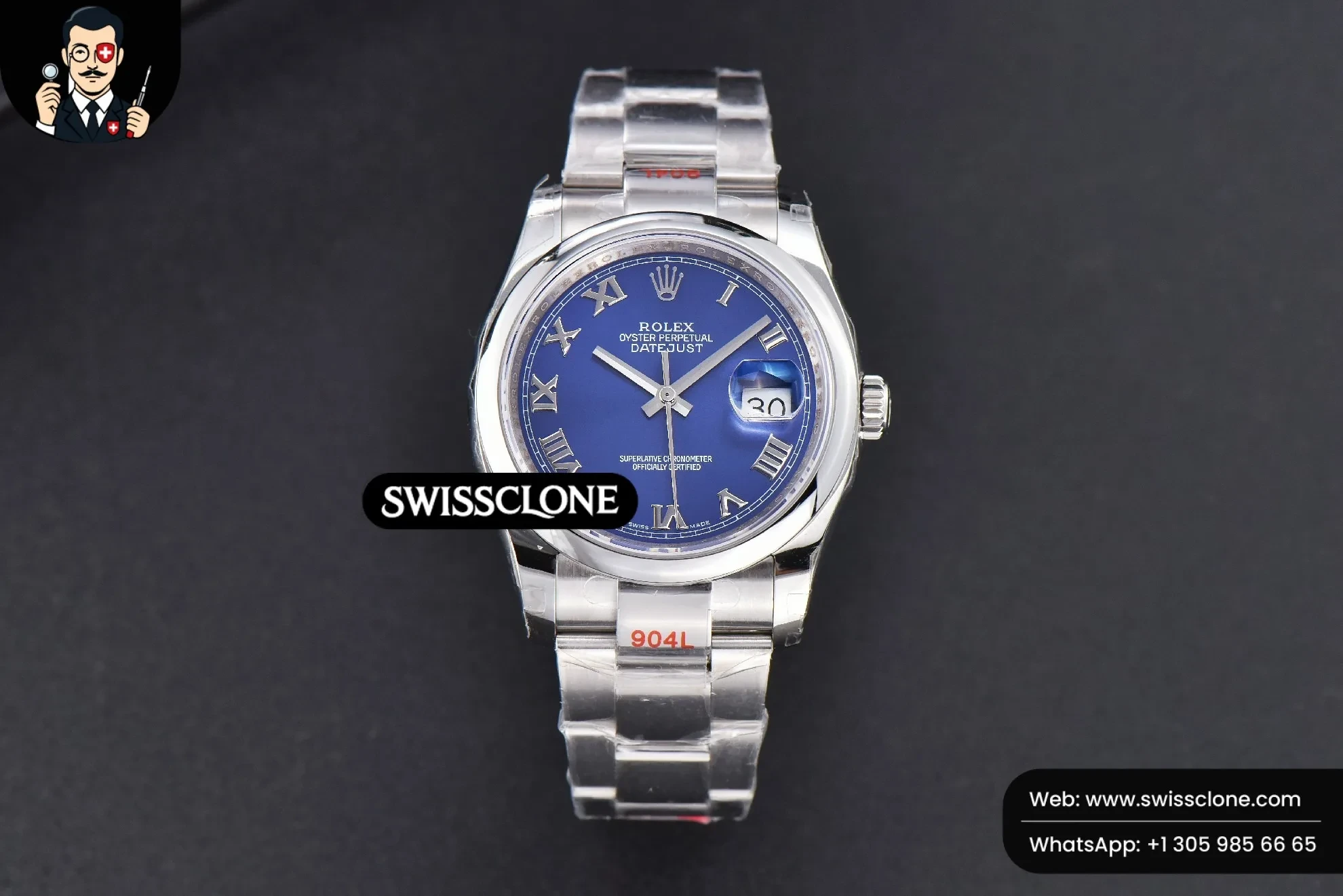 Rolex DateJust 36mm Smooth Bezel Blue Dial Roma Marker Oyster VR3235