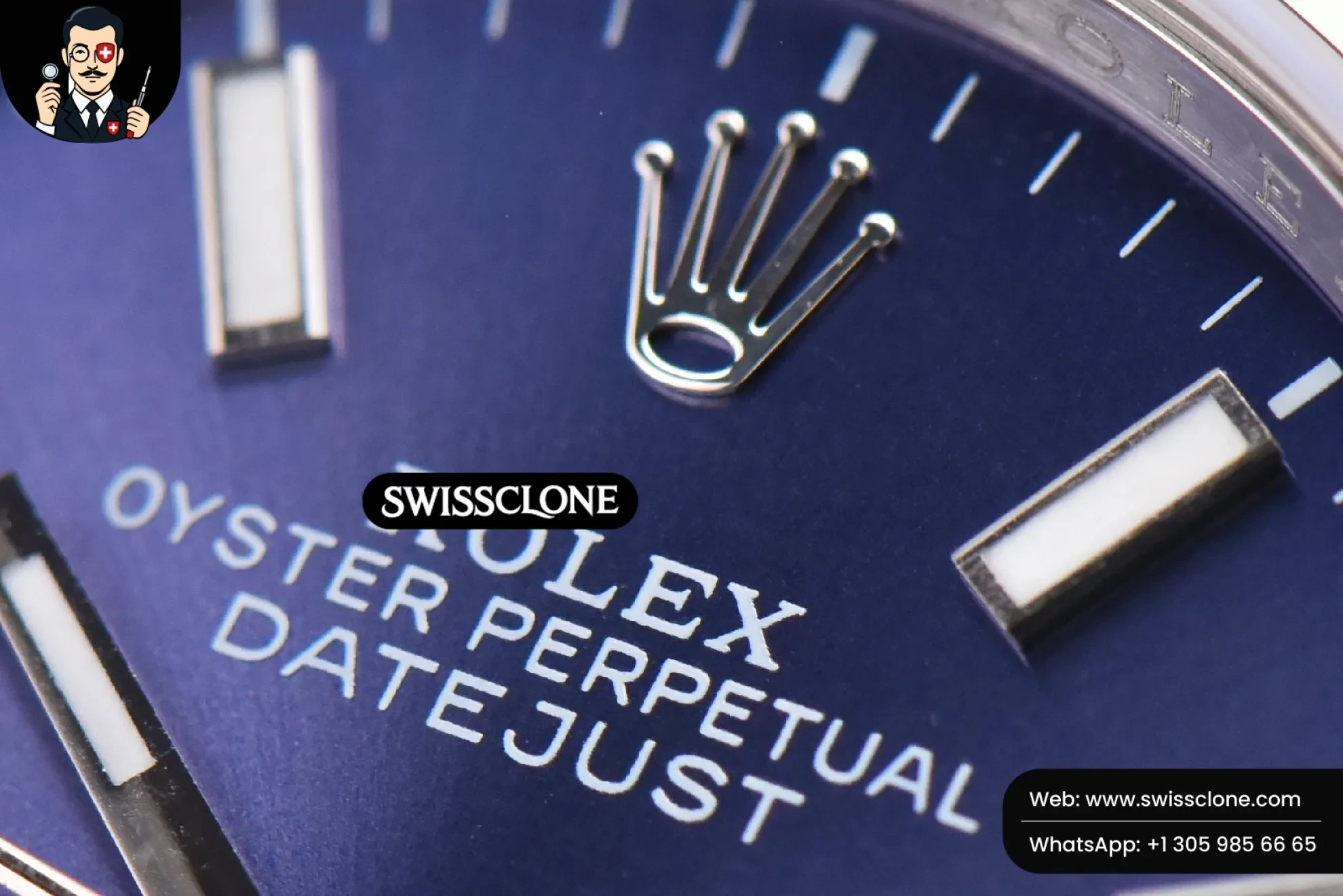 Rolex DateJust 36mm Smooth Bezel Blue Dial Stick Marker Jubilee VR3235 1:1 Super Clone - Bezel & Case Profile