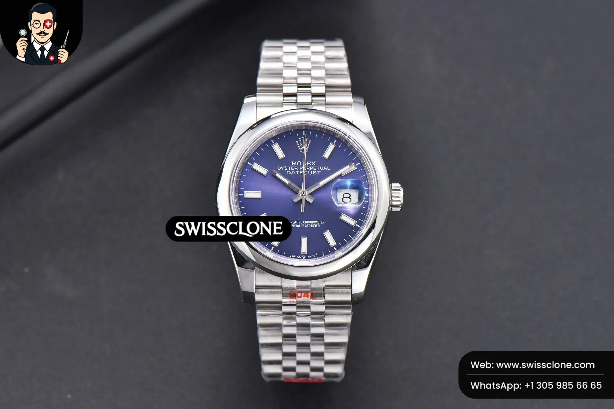 Rolex DateJust 36mm Smooth Bezel Blue Dial Stick Marker Jubilee VR3235