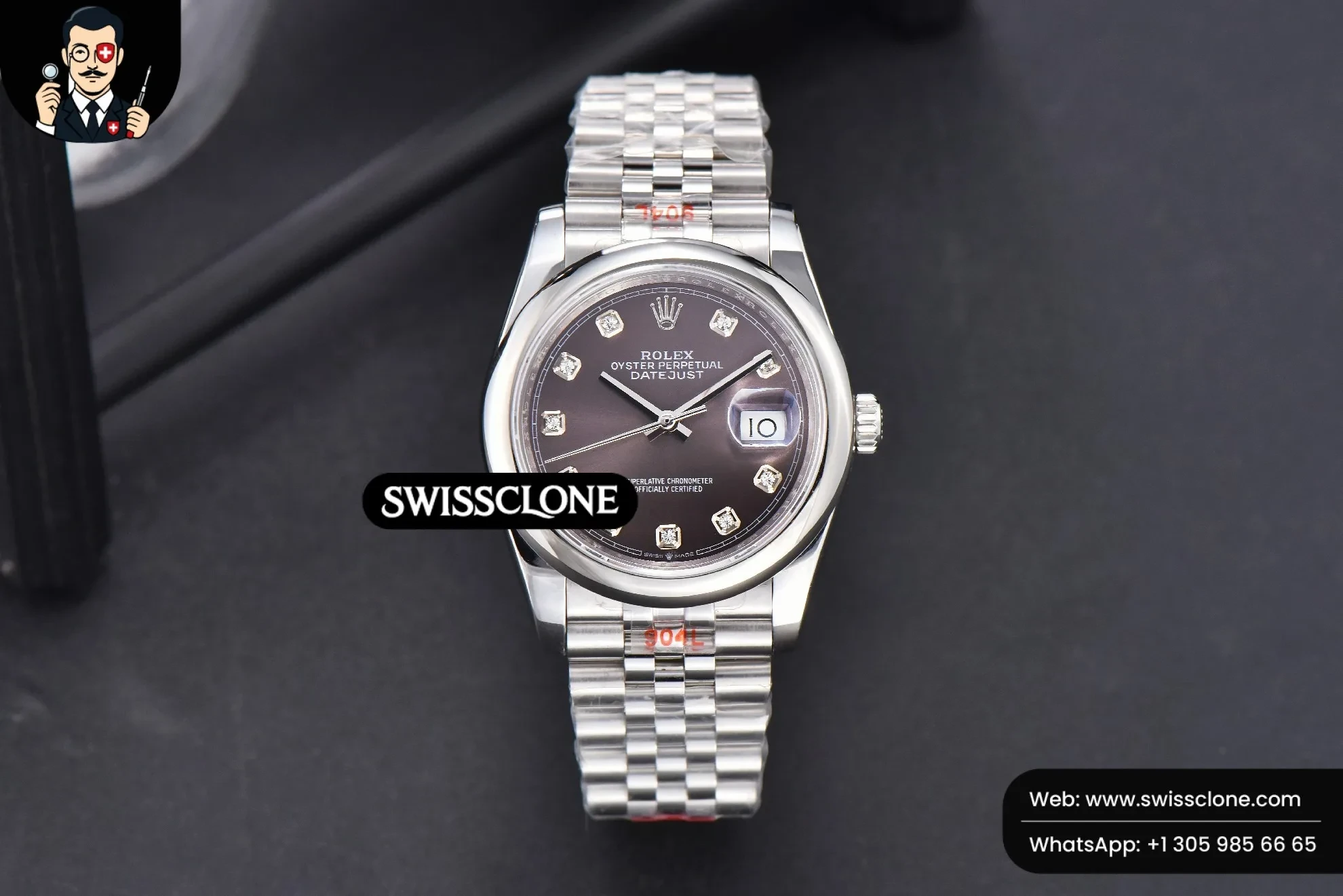 Rolex DateJust 36mm Smooth Bezel Gray Dial Diamond Marker Jubilee VR3235