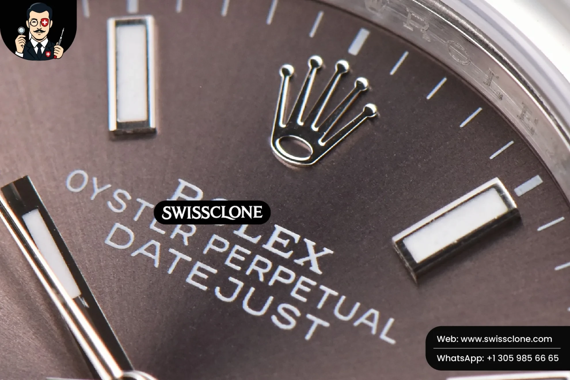 Rolex DateJust 36mm Smooth Bezel Gray Dial Stick Marker Jubilee VR3235 1:1 Super Clone - Bezel & Case Profile