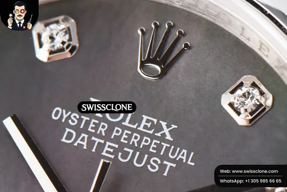 Rolex DateJust 36mm Smooth Bezel Gray MOP Dial Diamond Marker Oyster VR3235 1:1 Super Clone - Clasp & Bracelet Finishing