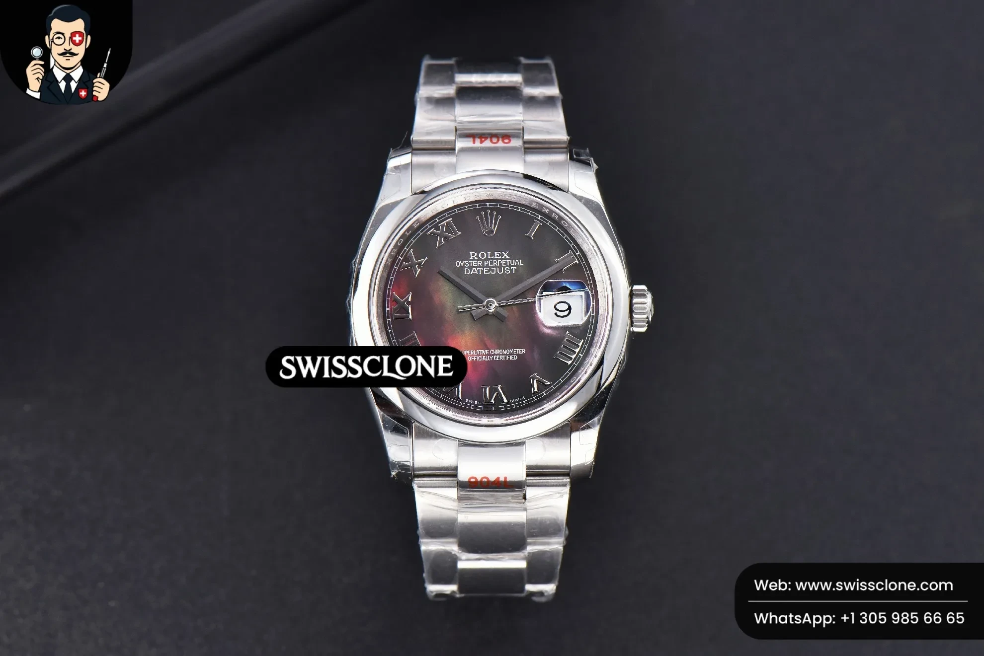 Rolex DateJust 36mm Smooth Bezel Gray MOP Dial Roma Marker Oyster VR3235