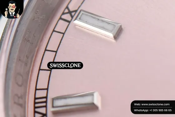 Rolex DateJust 36mm Smooth Bezel Pink Dial Lume Marker Oyster VR3235 1:1 Super Clone - Caseback & Cloned Calibre Movement