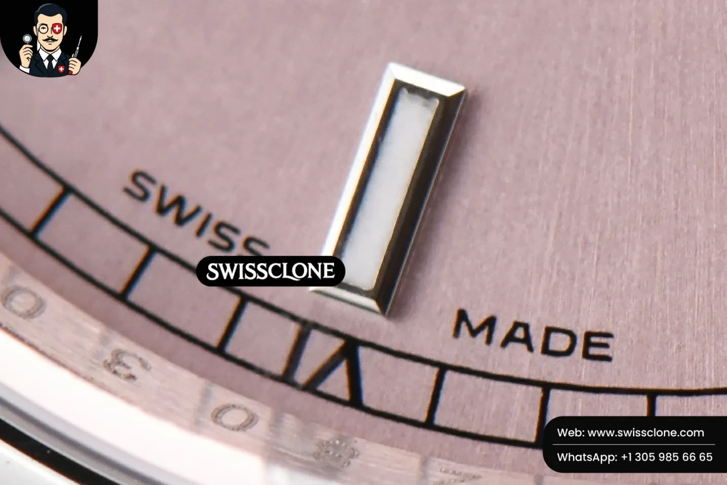 Rolex DateJust 36mm Smooth Bezel Pink Dial Lume Marker Oyster VR3235 1:1 Super Clone - On-Wrist Presence View
