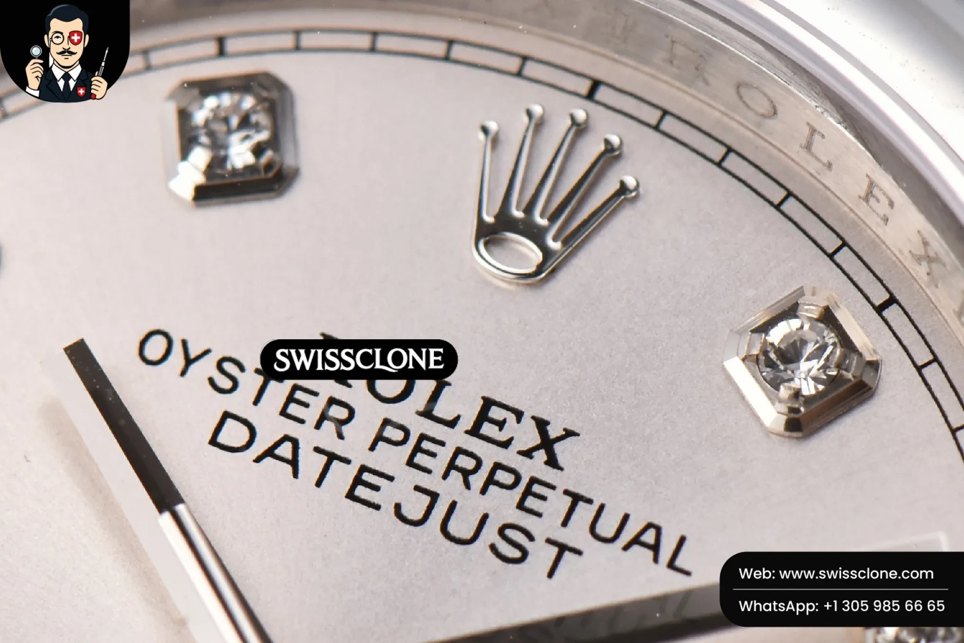 Rolex DateJust 36mm Smooth Bezel Silver Dial Diamond Marker Jubilee VR3235 1:1 Super Clone - Clasp & Bracelet Finishing