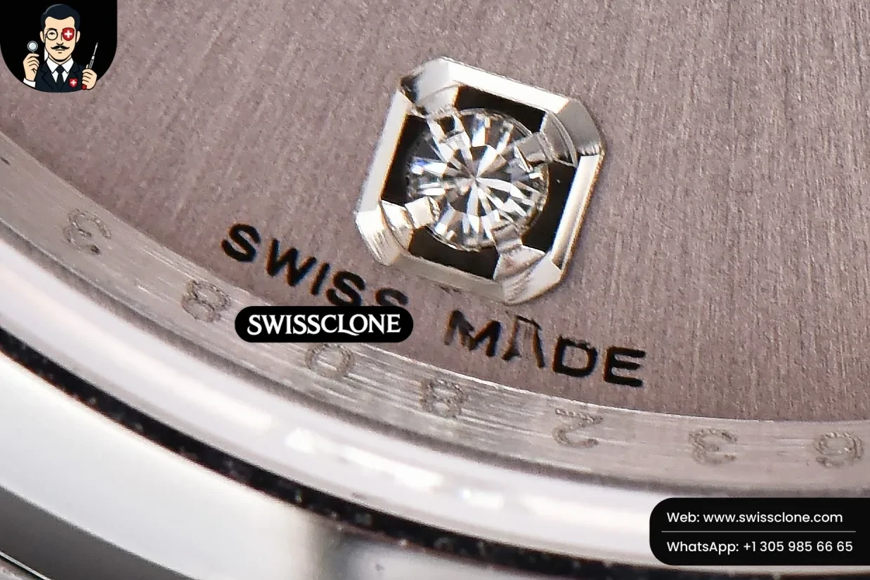 Rolex DateJust 36mm Smooth Bezel Silver Dial Diamond Marker Oyster VR3235 1:1 Super Clone - Lateral Case Thickness Profile