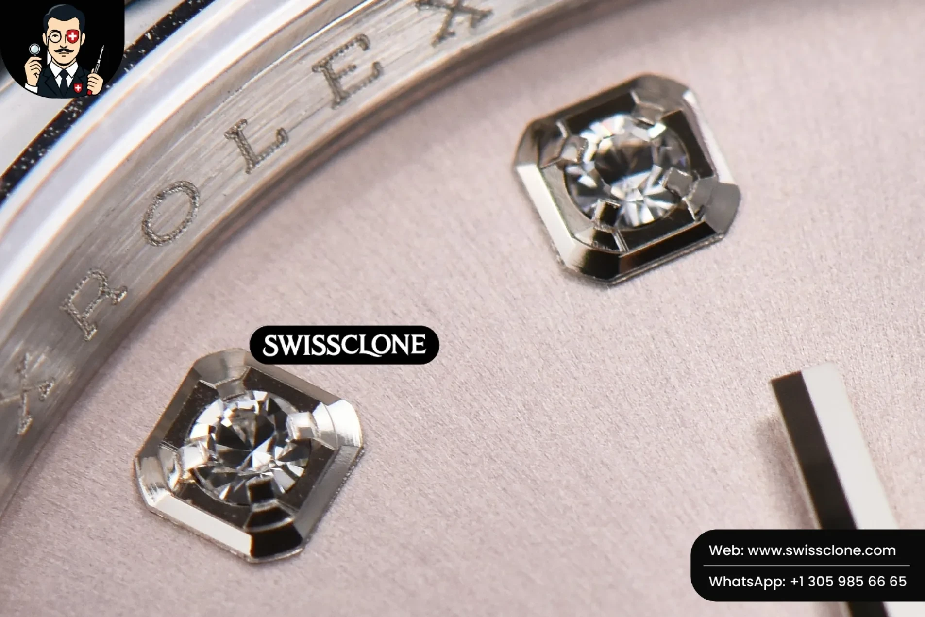 Rolex DateJust 36mm Smooth Bezel Silver Dial Diamond Marker Oyster VR3235 1:1 Super Clone - Caseback & Cloned Calibre Movement