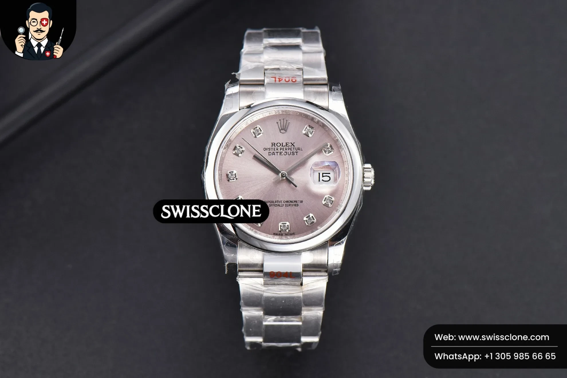 Rolex DateJust 36mm Smooth Bezel Silver Dial Diamond Marker Oyster VR3235