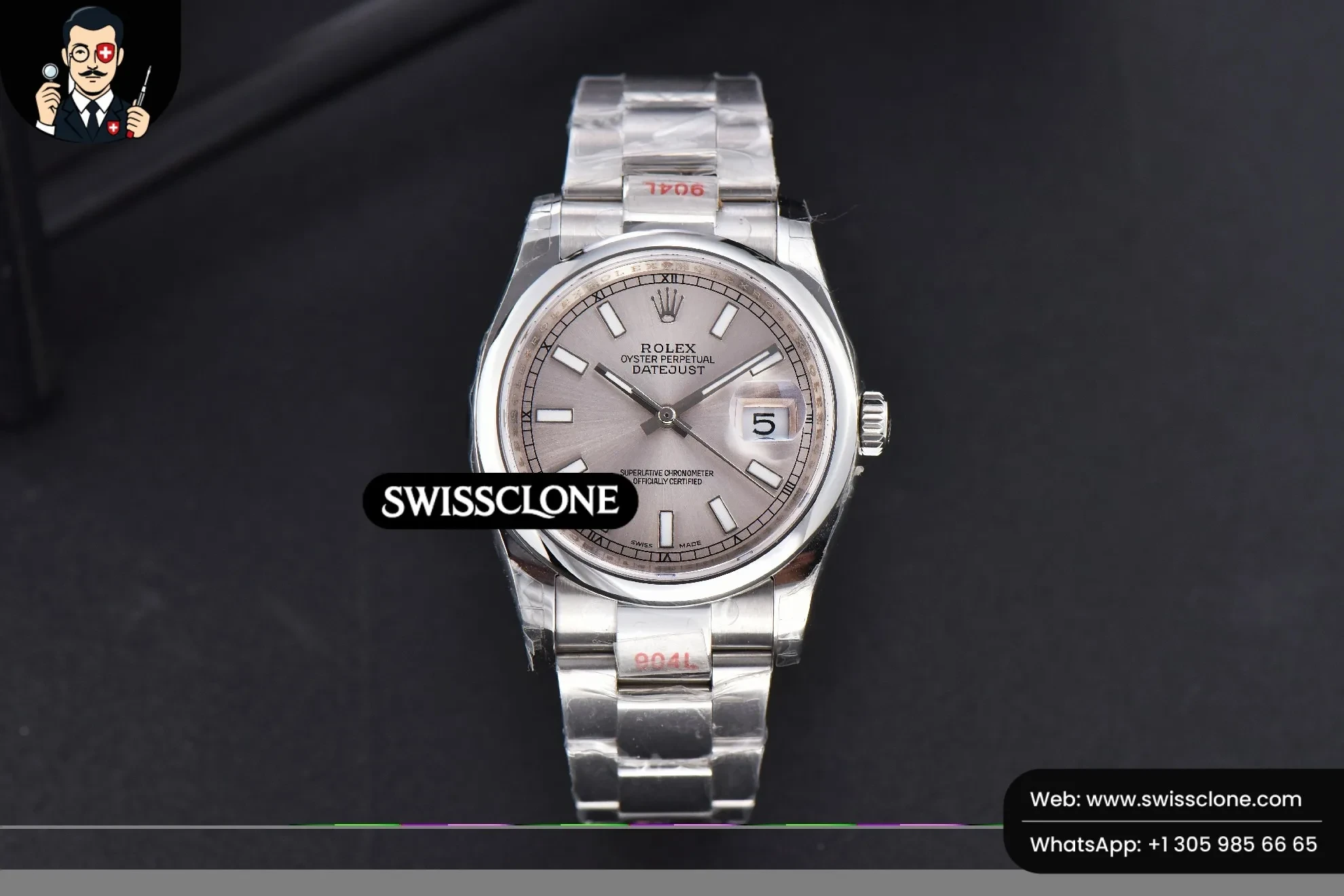 Rolex DateJust 36mm Smooth Bezel Silver Dial Lume Marker Oyster VR3235