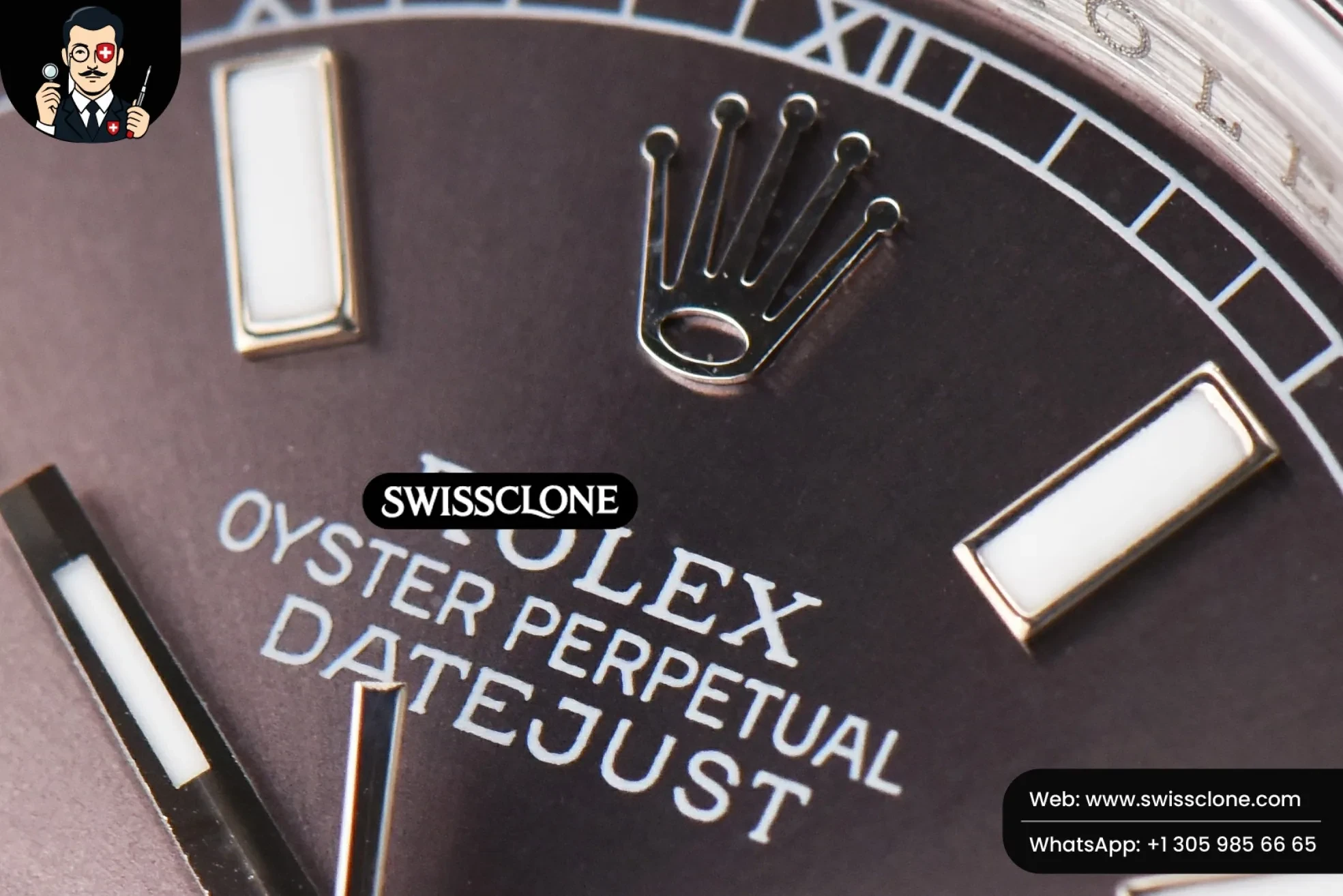 Rolex DateJust 36mm Smooth Bezel Silver Dial Lume Marker Oyster VR3235 1:1 Super Clone - Bezel & Case Profile