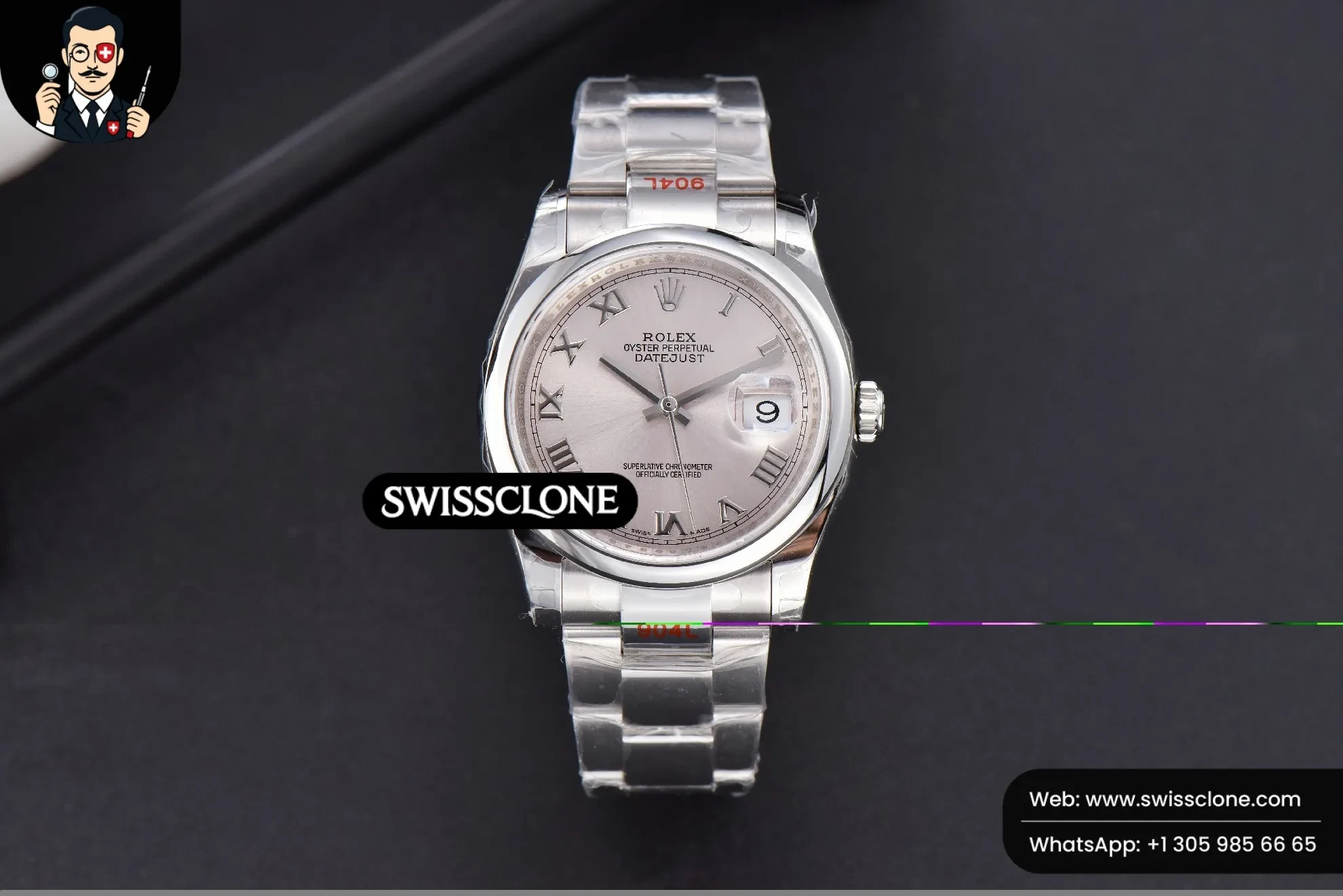 Rolex DateJust 36mm Smooth Bezel Silver Dial Roma Marker Oyster VR3235