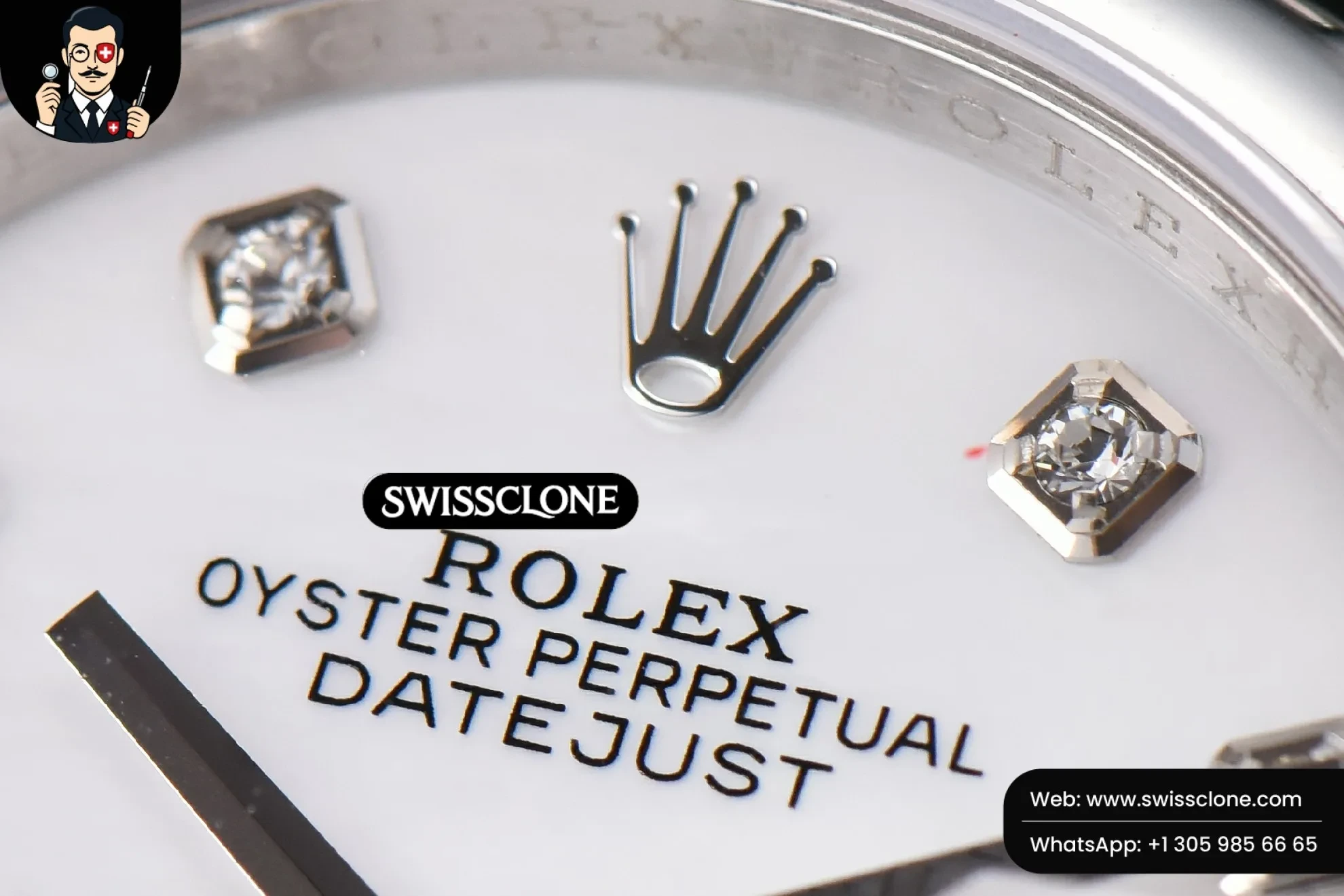 Rolex DateJust 36mm Smooth Bezel White Dial Diamond Marker Jubilee VR3235 1:1 Super Clone - Bezel & Case Profile