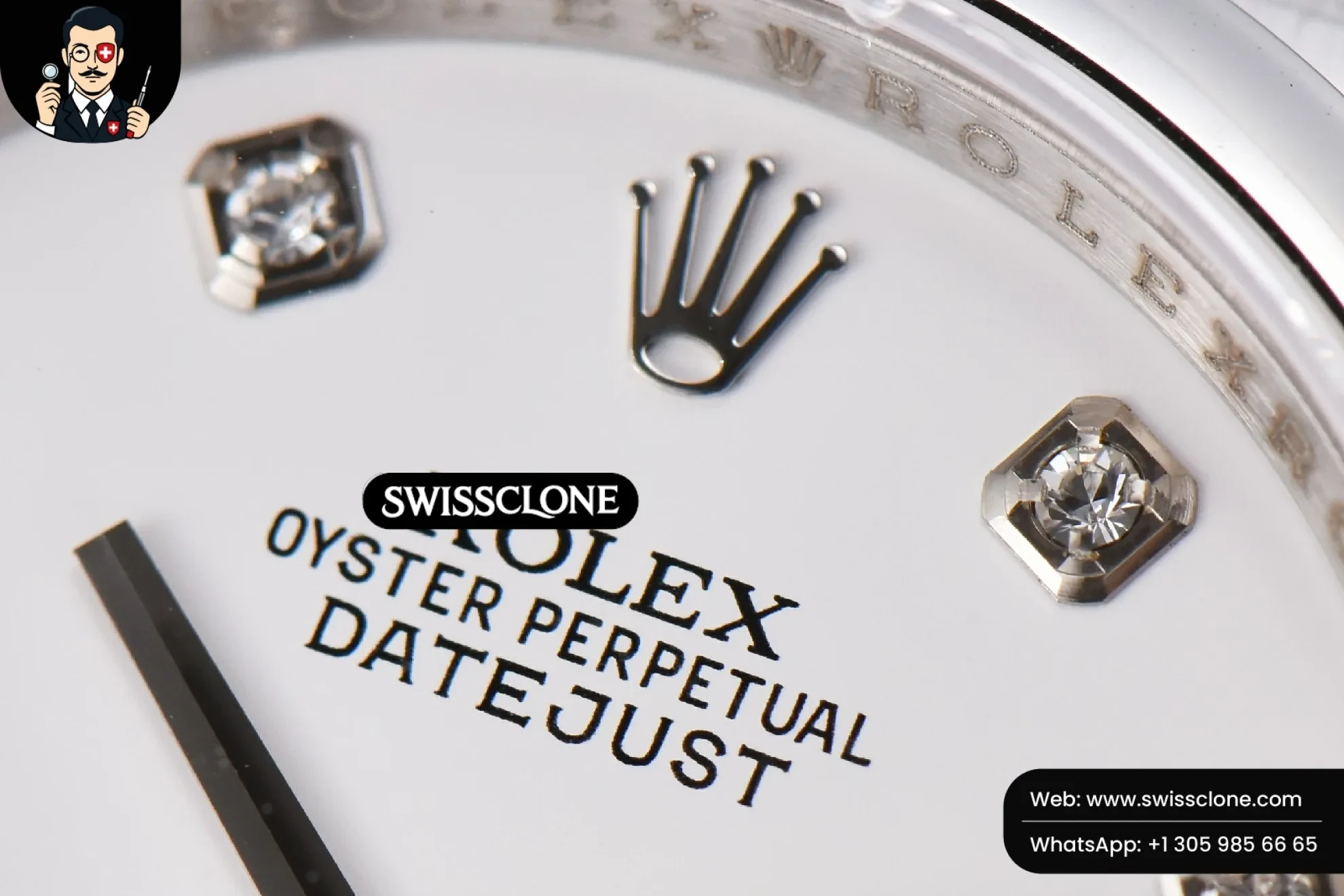 Rolex DateJust 36mm Smooth Bezel White Dial Diamond Marker Oyster VR3235 1:1 Super Clone - Clasp & Bracelet Finishing