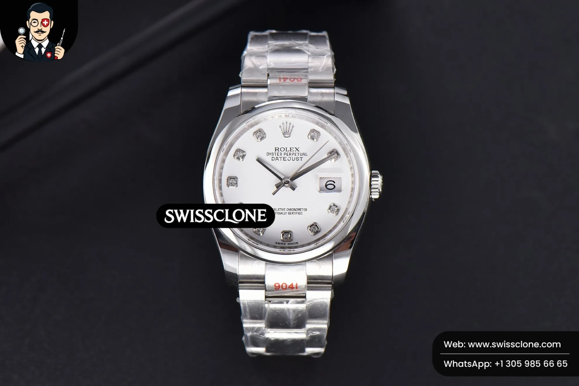 Rolex DateJust 36mm Smooth Bezel White Dial Diamond Marker Oyster VR3235