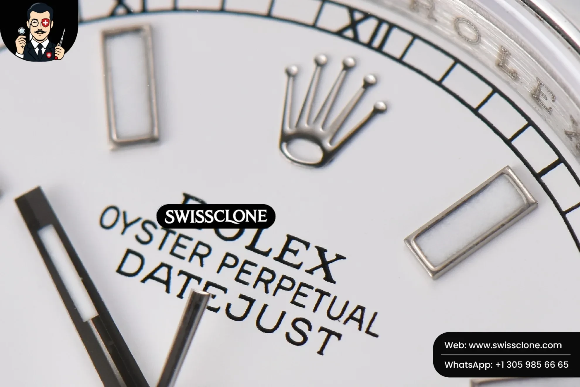 Rolex DateJust 36mm Smooth Bezel White Dial Lume Marker Oyster VR3235 1:1 Super Clone - Clasp & Bracelet Finishing