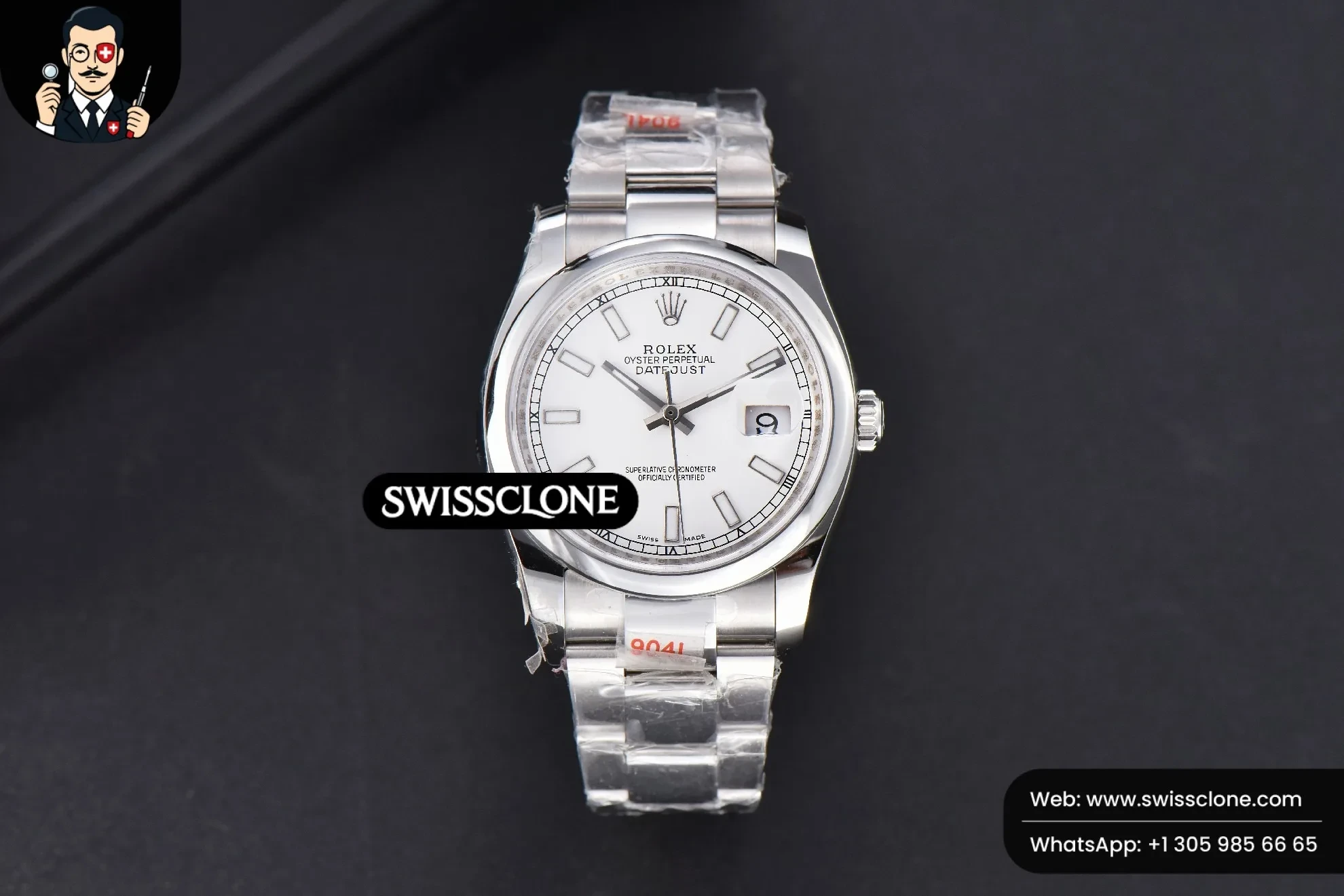 Rolex DateJust 36mm Smooth Bezel White Dial Lume Marker Oyster VR3235