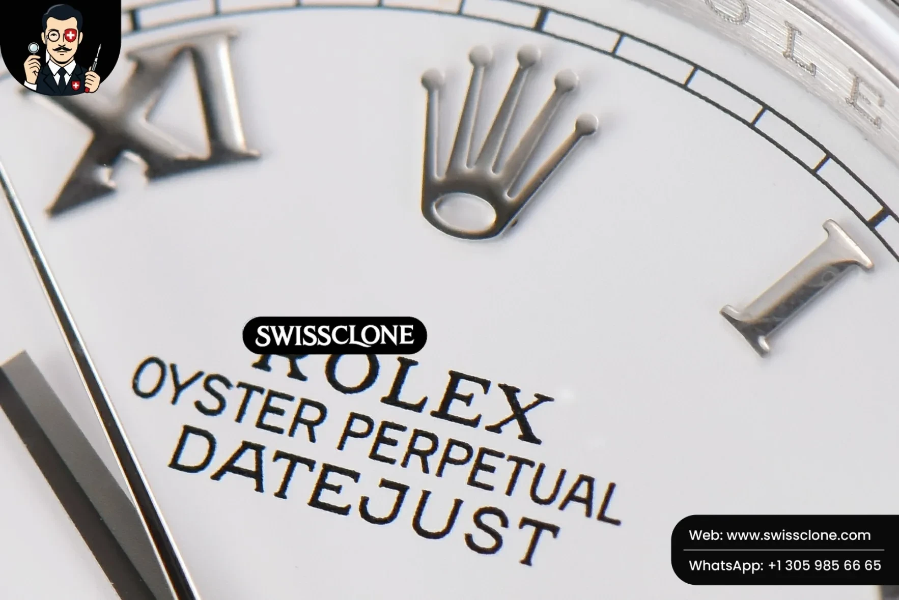 Rolex DateJust 36mm Smooth Bezel White Dial Roma Marker Oyster VR3235 1:1 Super Clone - Clasp & Bracelet Finishing