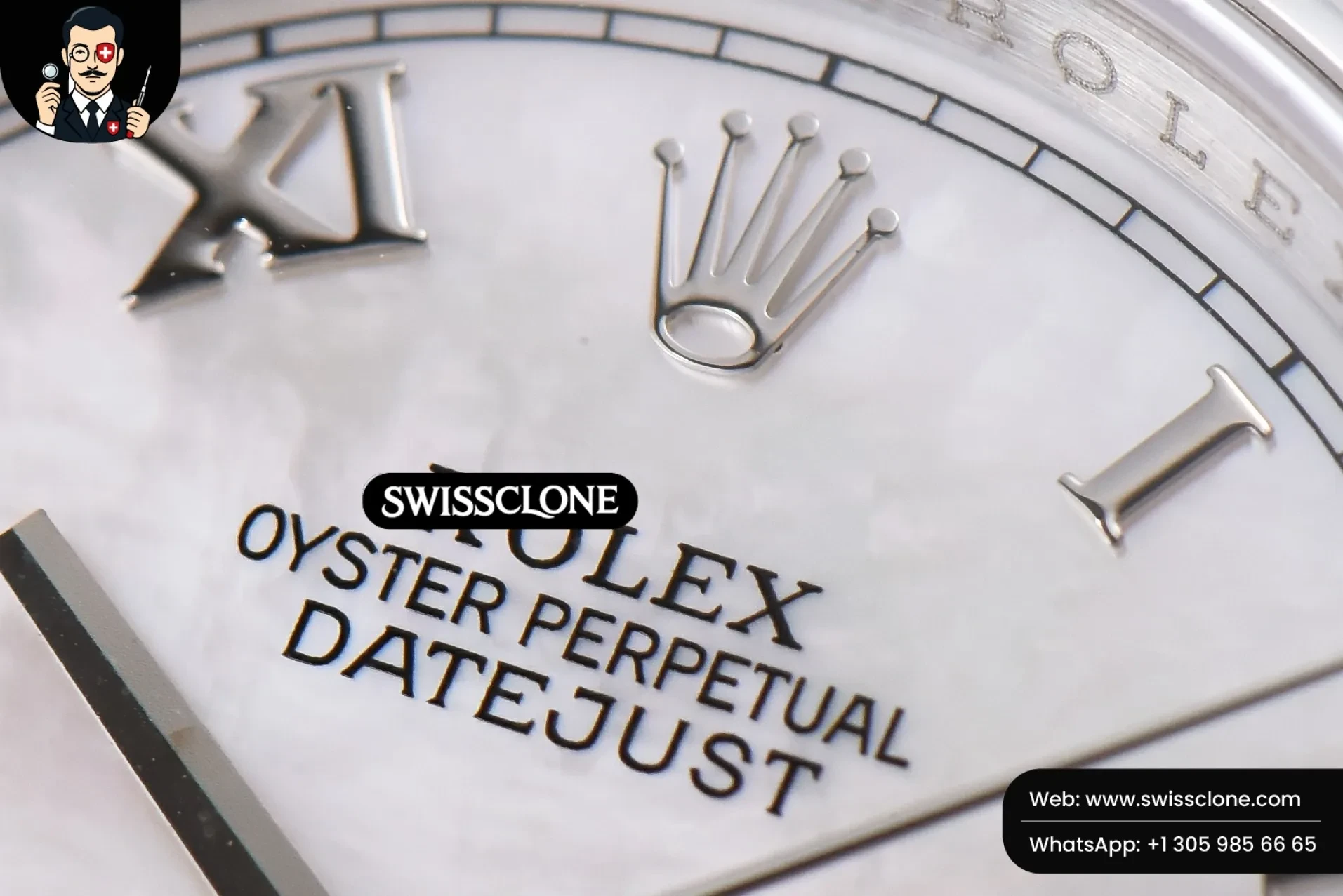 Rolex DateJust 36mm Smooth Bezel White MOP Dial Roma Marker Oyster VR3235 1:1 Super Clone - Clasp & Bracelet Finishing