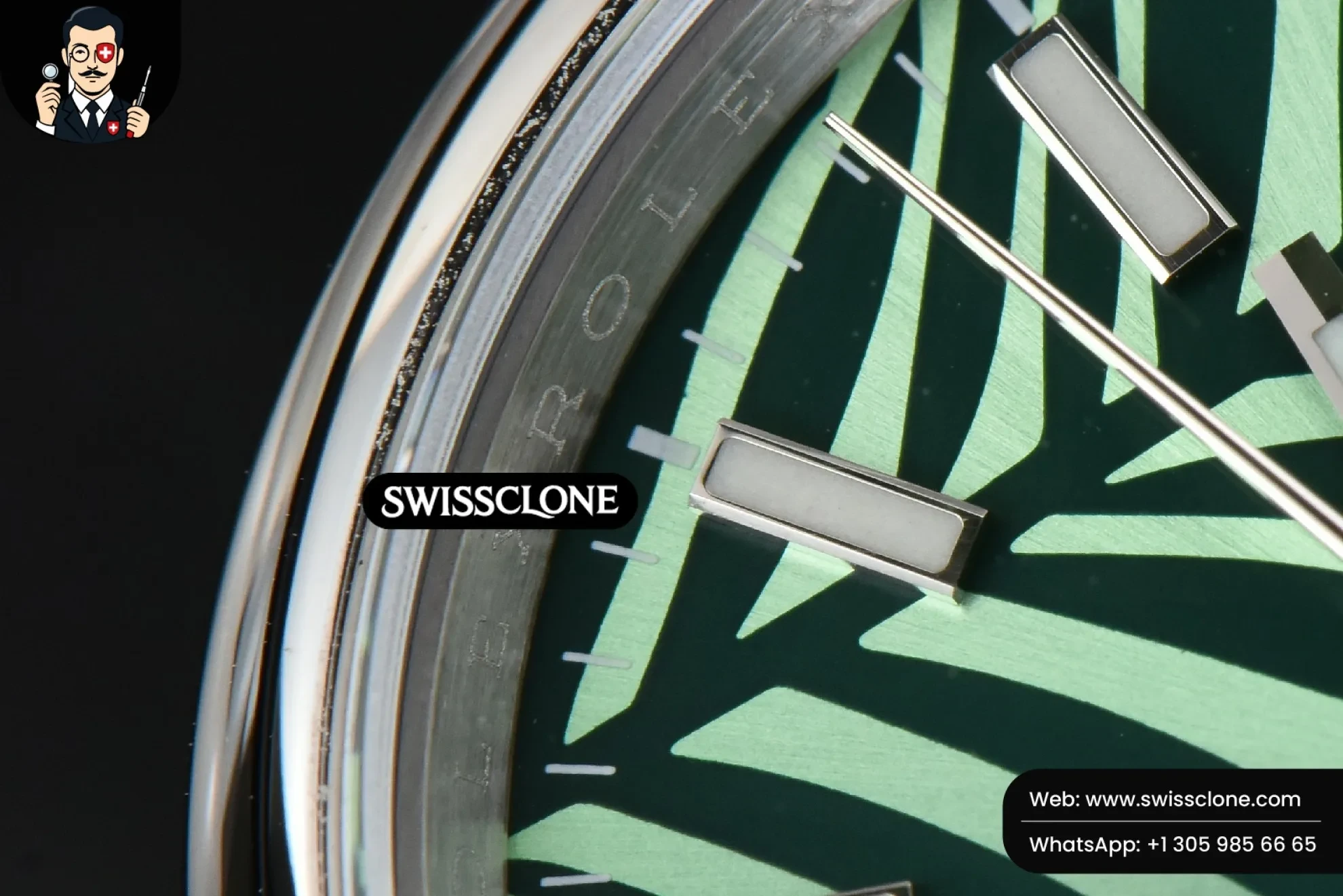 Rolex DateJust 36mm Smooth Green Plam Dial Oyster 1:1 Super Clone - Caseback & Cloned Calibre Movement