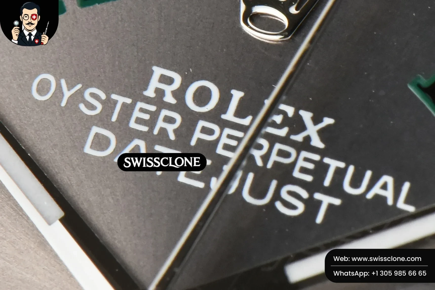 Rolex DateJust 36mm Smooth Wimbledon Gray Dial Green Roma Marker Oyster 1:1 Super Clone - Clasp & Bracelet Finishing
