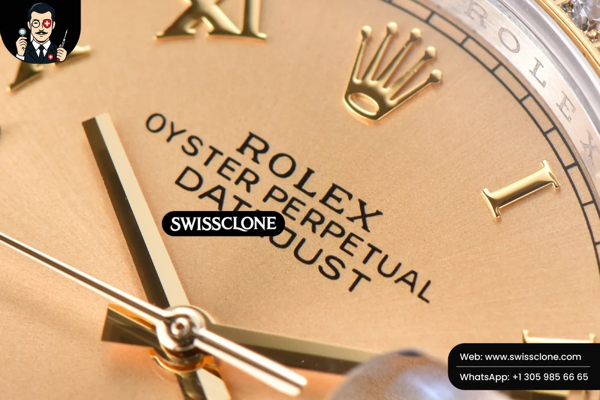 Rolex DateJust 36mm SS/YG Dial Diamond Roma Marker Diamond Bezel Oyster 1:1 Super Clone - Caseback & Cloned Calibre Movement