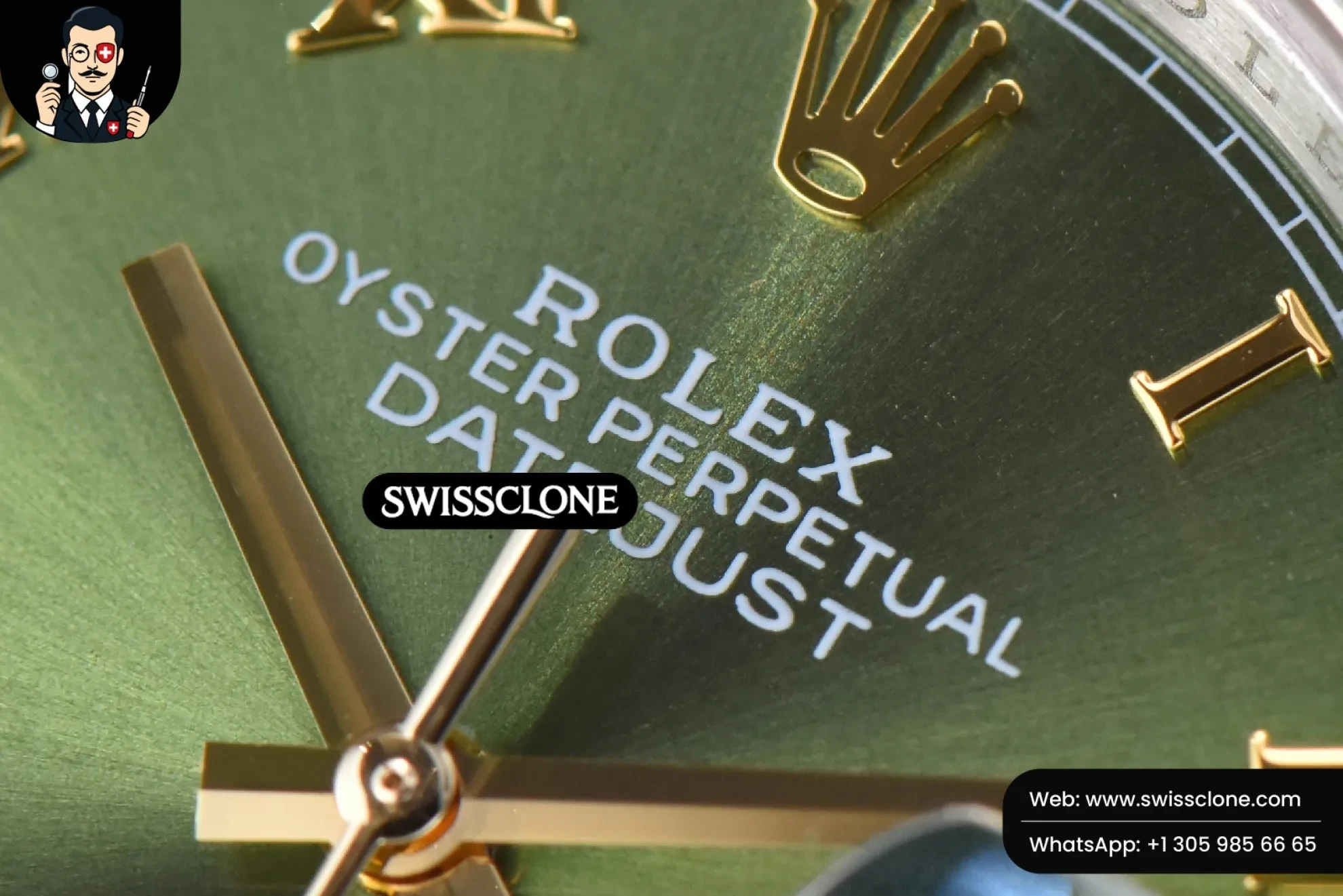 Rolex DateJust 36mm SS/YG Green Dial Diamond Roma Marker Diamond Bezel Oyster 1:1 Super Clone - Caseback & Cloned Calibre Movement