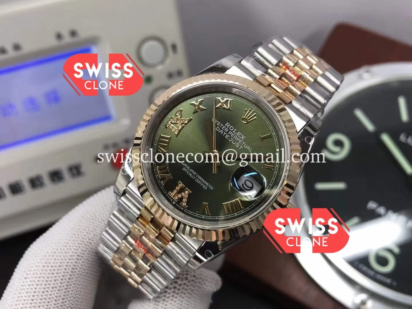 Rolex Datejust 36MM Two Tone Green Dial 1:1 Super Clone - Bezel & Case Profile