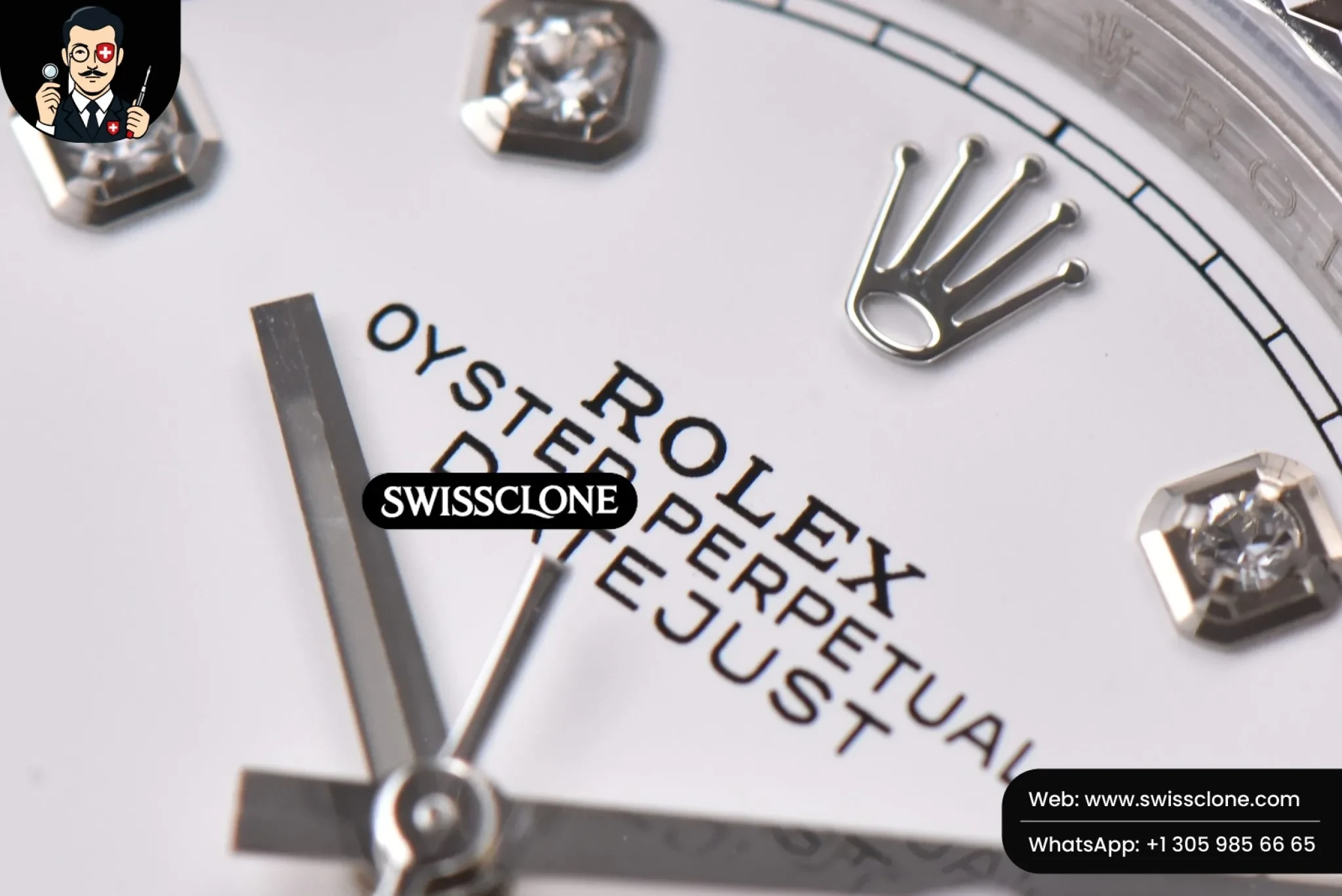 Rolex DateJust 36mm White Dial Diamond Marker Jubilee VR3235 1:1 Super Clone - Caseback & Cloned Calibre Movement
