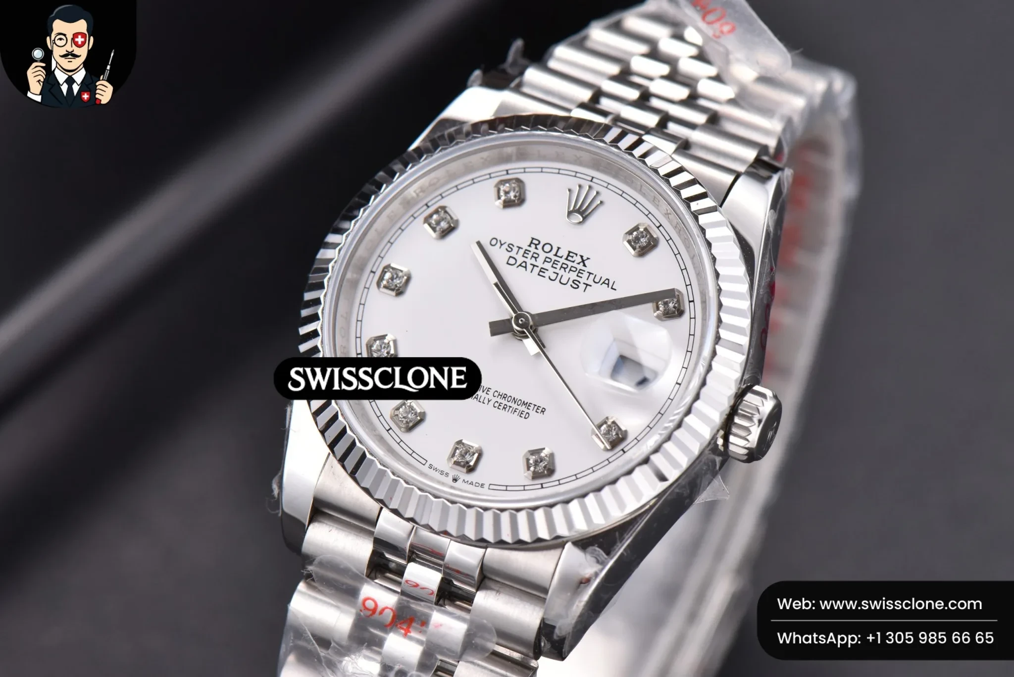 Rolex DateJust 36mm White Dial Diamond Marker Jubilee VR3235 1:1 Super Clone - Clasp & Bracelet Finishing