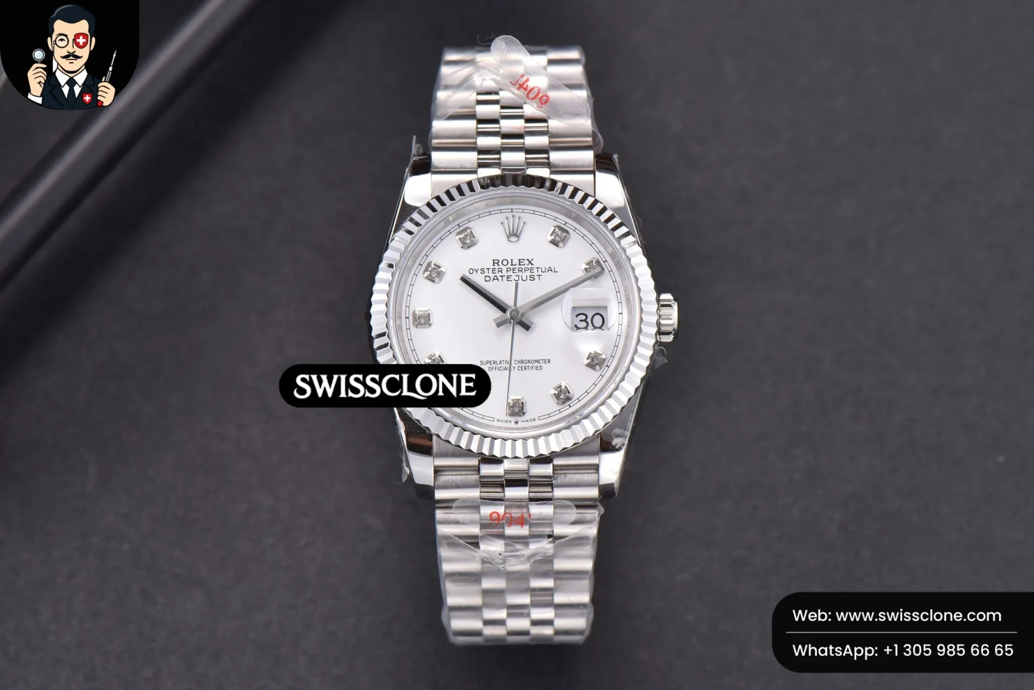 Rolex DateJust 36mm White Dial Diamond Marker Jubilee VR3235