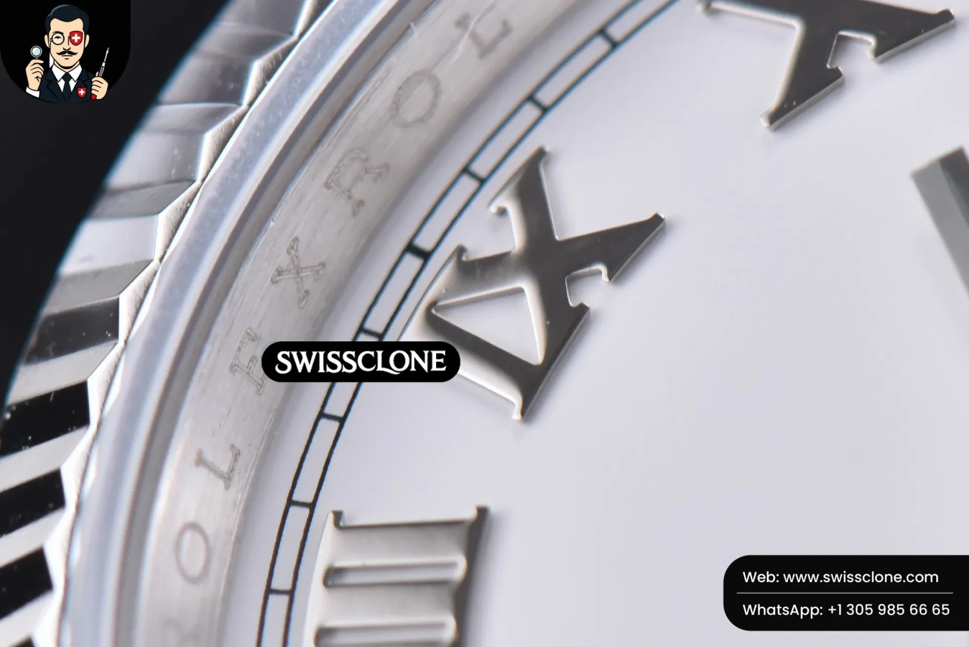 Rolex DateJust 36mm White Dial Roma Marker Jubilee VR3235 1:1 Super Clone - Lateral Case Thickness Profile