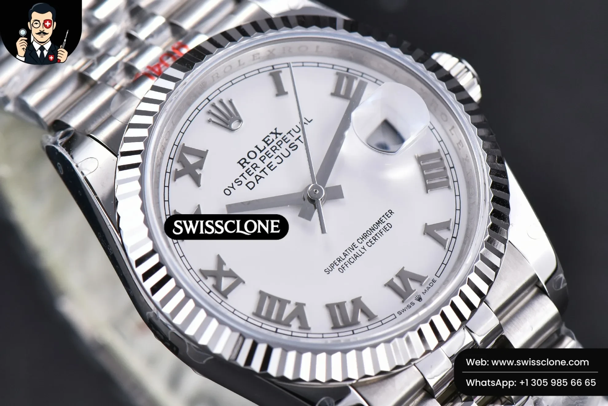 Rolex DateJust 36mm White Dial Roma Marker Jubilee VR3235 1:1 Super Clone - Clasp & Bracelet Finishing