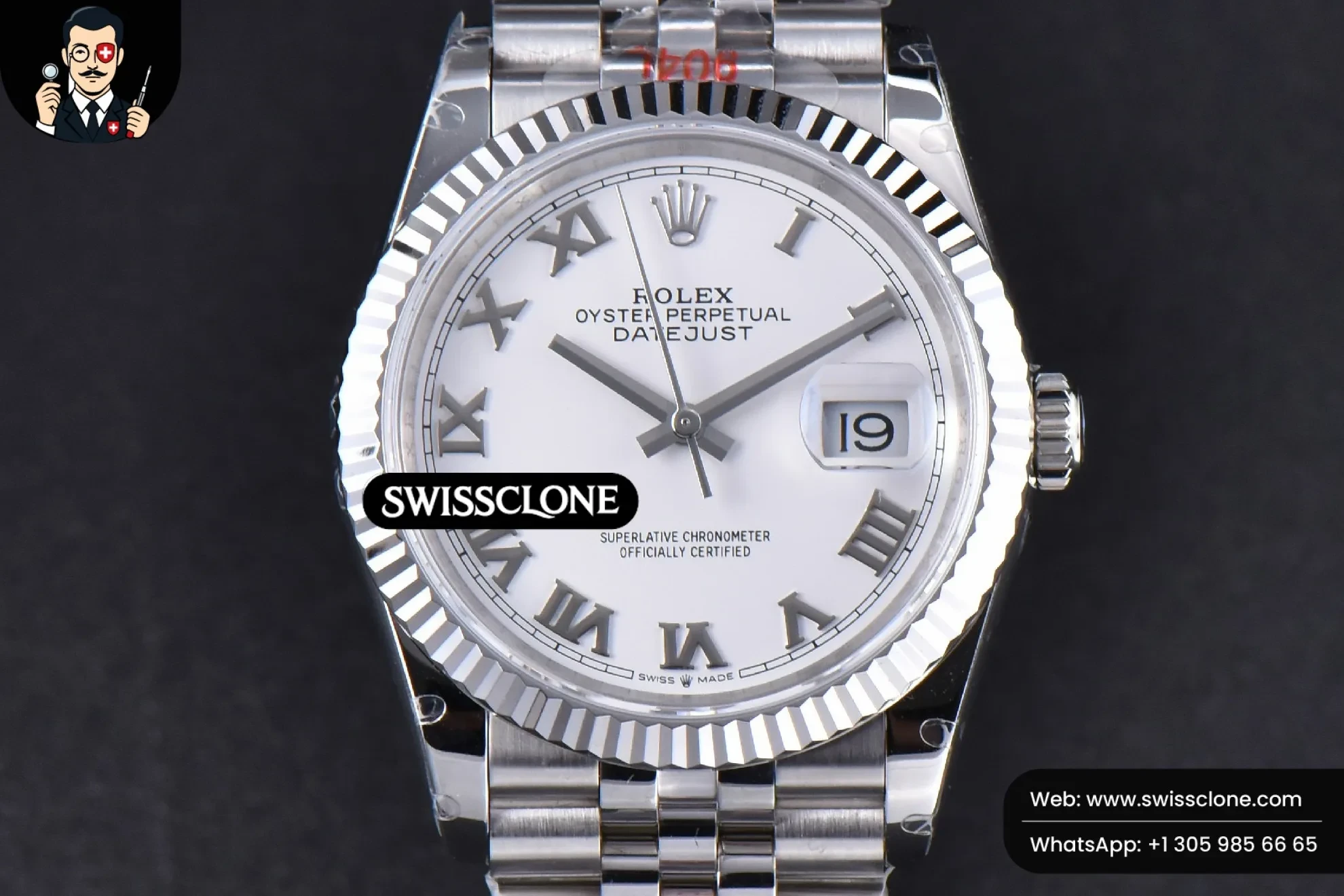 Rolex DateJust 36mm White Dial Roma Marker Jubilee VR3235