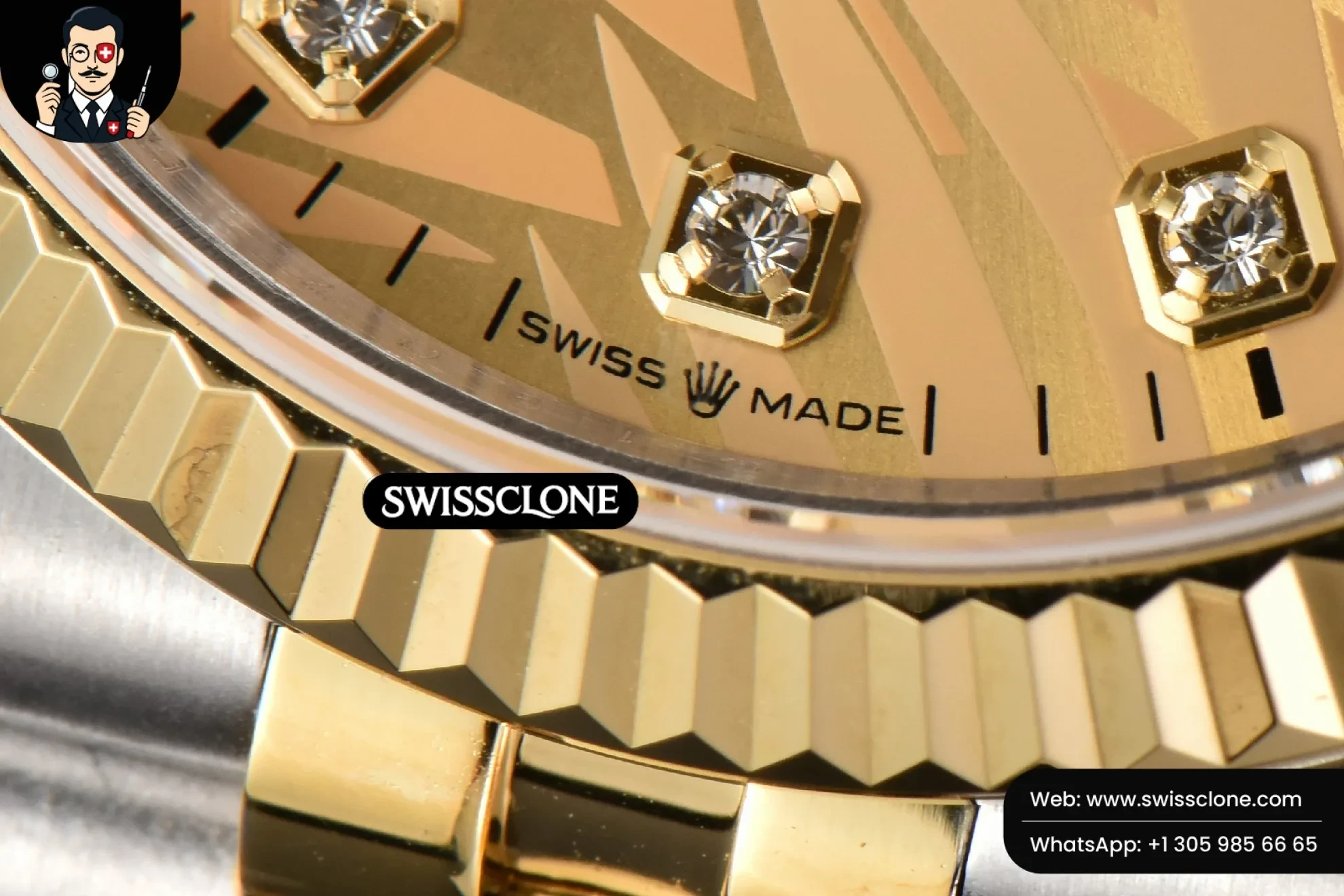 Rolex DateJust 36mm YG/SS Diamond Plam Dial Diamond Marker Jubilee 2824 1:1 Super Clone - On-Wrist Presence View