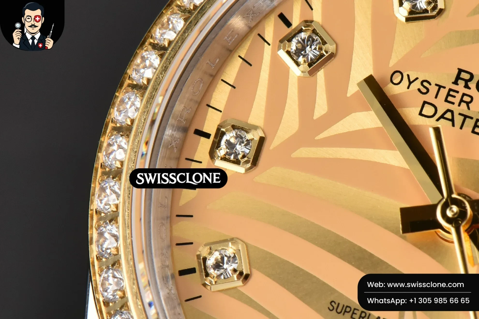 Rolex DateJust 36mm YG/SS Diamond Plam Dial Diamond Marker Jubilee 3235 1:1 Super Clone - Caseback & Cloned Calibre Movement