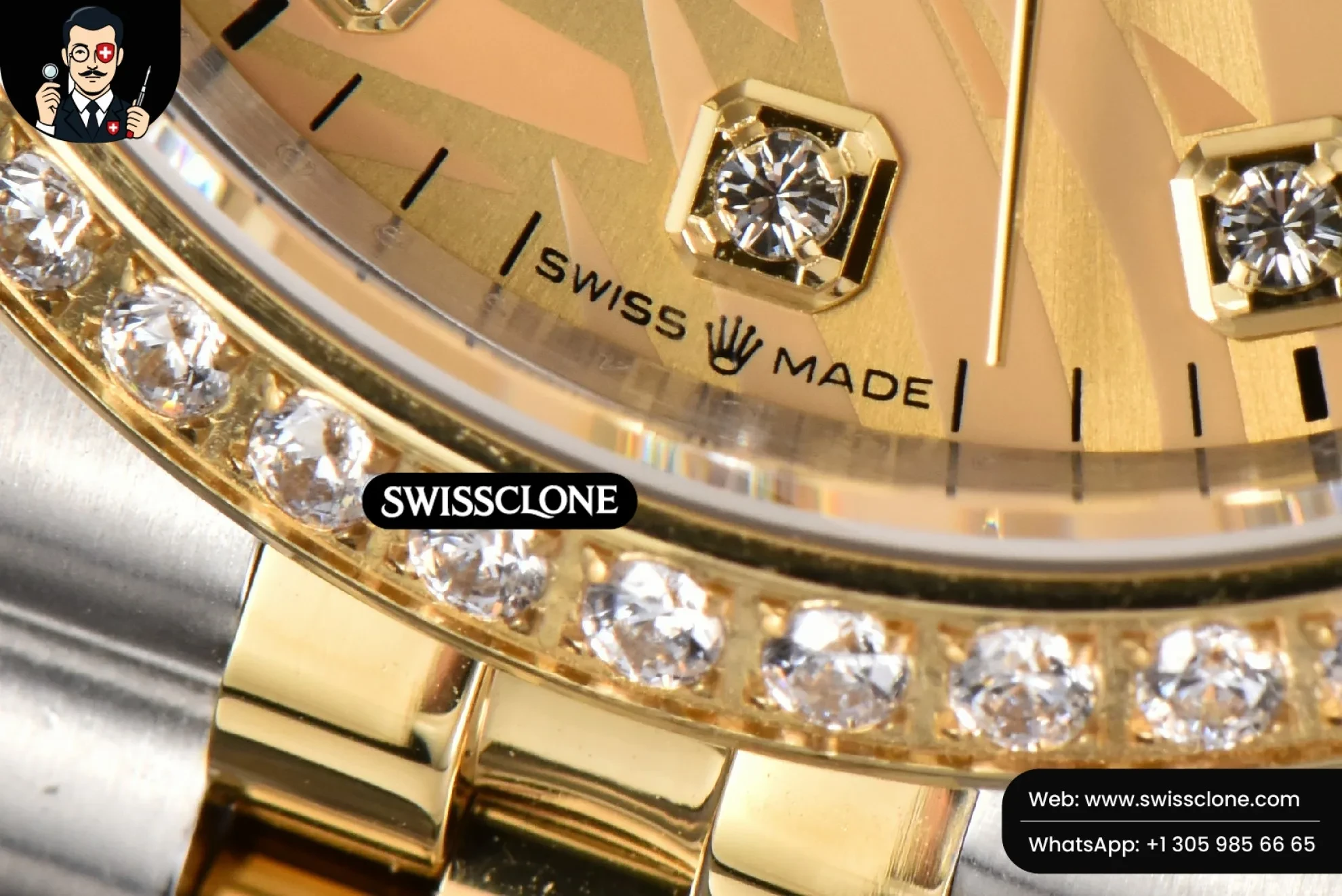 Rolex DateJust 36mm YG/SS Diamond Plam Dial Diamond Marker Jubilee 3235 1:1 Super Clone - On-Wrist Presence View