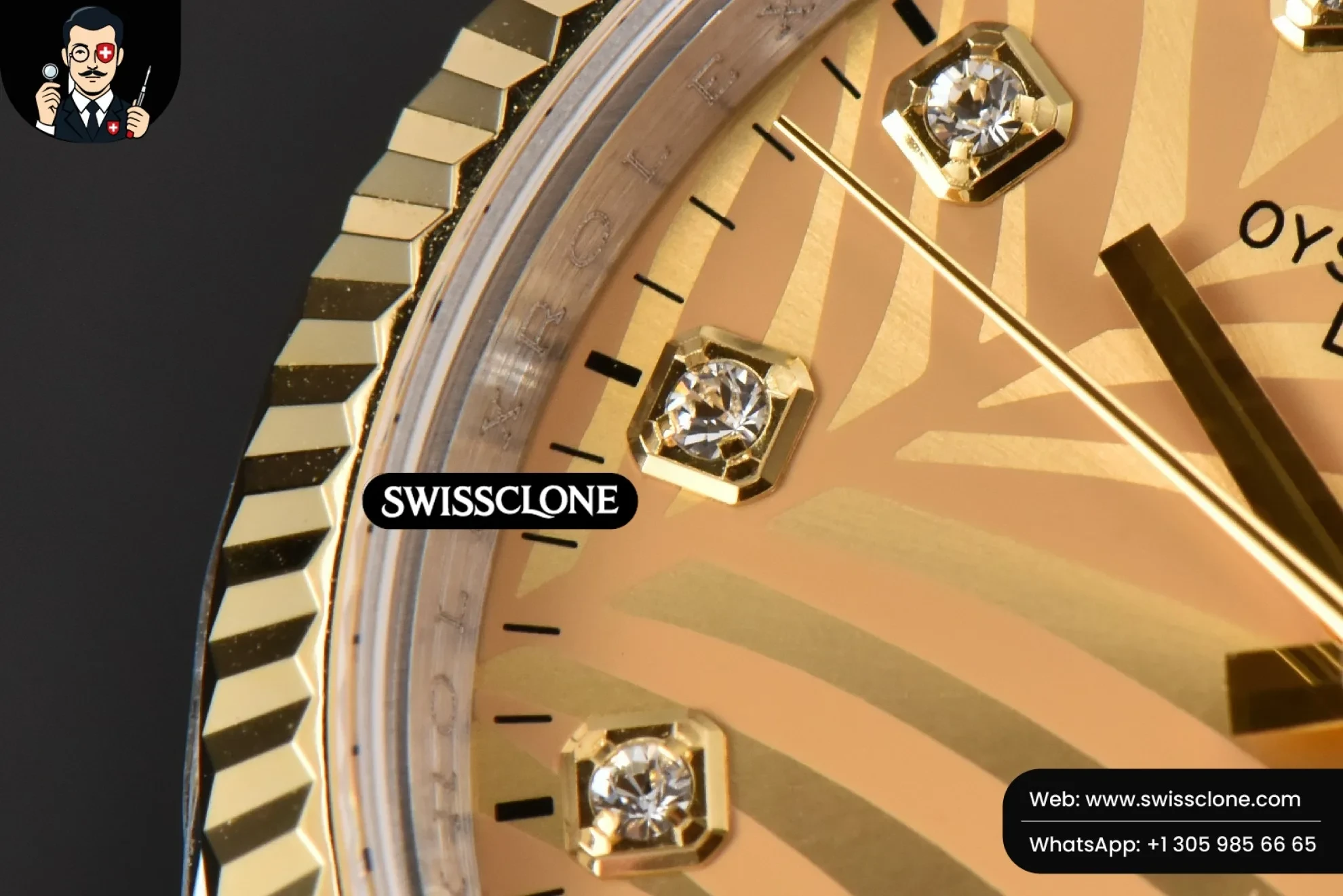 Rolex DateJust 36mm YG/SS Fluted Plam Dial Diamond Marker Jubilee 3235 1:1 Super Clone - Caseback & Cloned Calibre Movement
